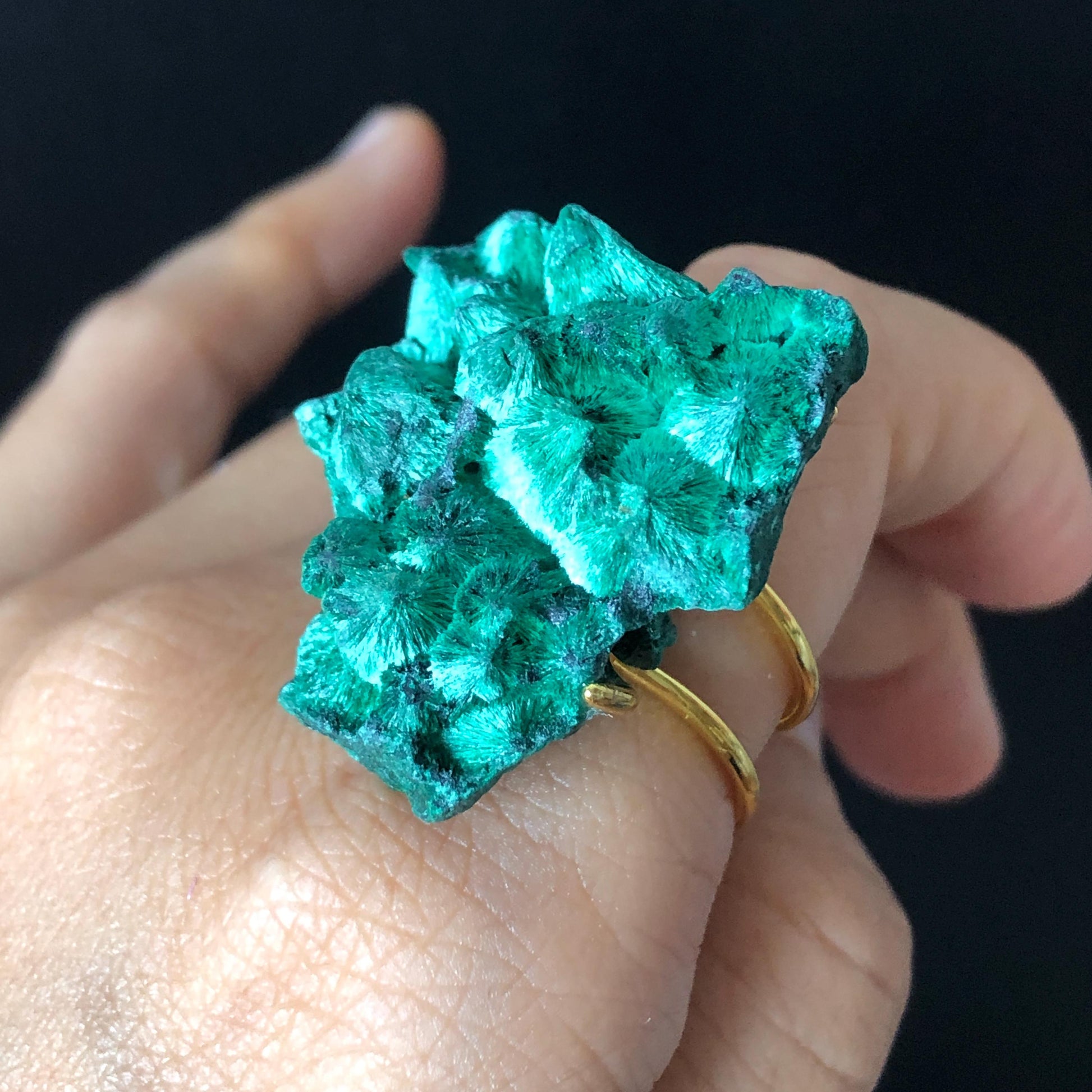 Raw Malachite Crystal Ring | Green Silk | Transformation Stone | Adjustable Statement Ring | Heart Chakra | Natural Gemstone | Birthstone