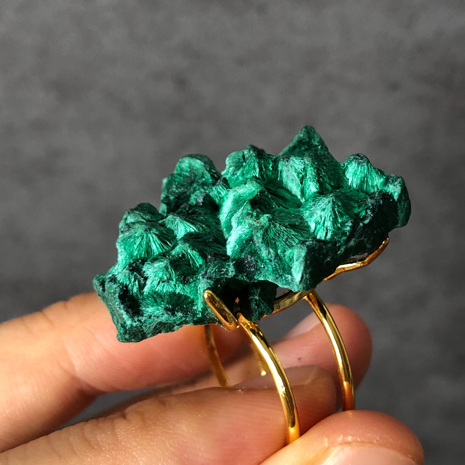 Raw Malachite Crystal Ring | Green Silk | Transformation Stone | Adjustable Statement Ring | Heart Chakra | Natural Gemstone | Birthstone