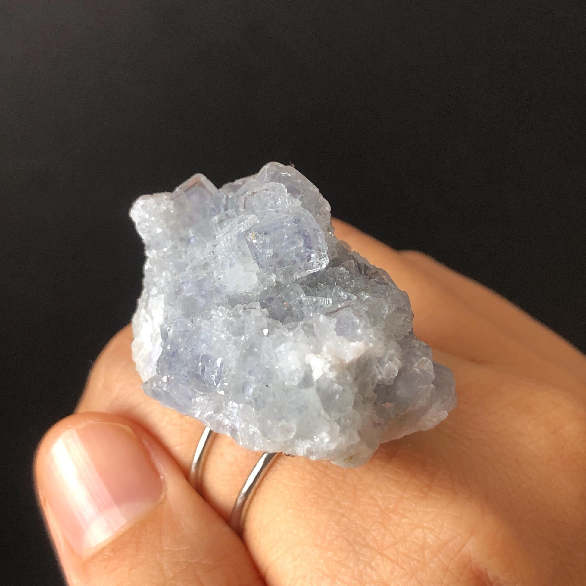 Raw Fluorite Ring with Rainbow, Big Raw Crystal Ring Large Raw Stone Ring, Blue Raw Mineral Adjustable band ring, Chunky Irregular ring, blue ice cube, Huge Cocktail Ring, February March Birthstone ring, Zodiac Sign Ring for Men and Women