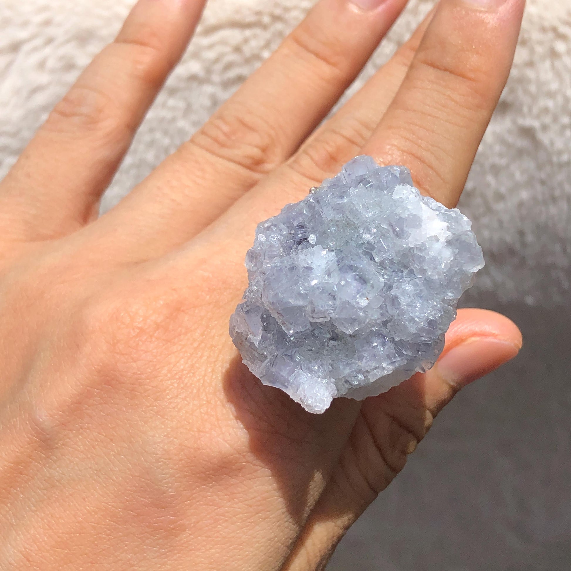 Raw Fluorite Ring with Rainbow, Big Raw Crystal Ring Large Raw Stone Ring, Blue Raw Mineral Adjustable band ring, Chunky Irregular ring, blue ice cube, Huge Cocktail Ring, February March Birthstone ring, Zodiac Sign Ring for Men and Women