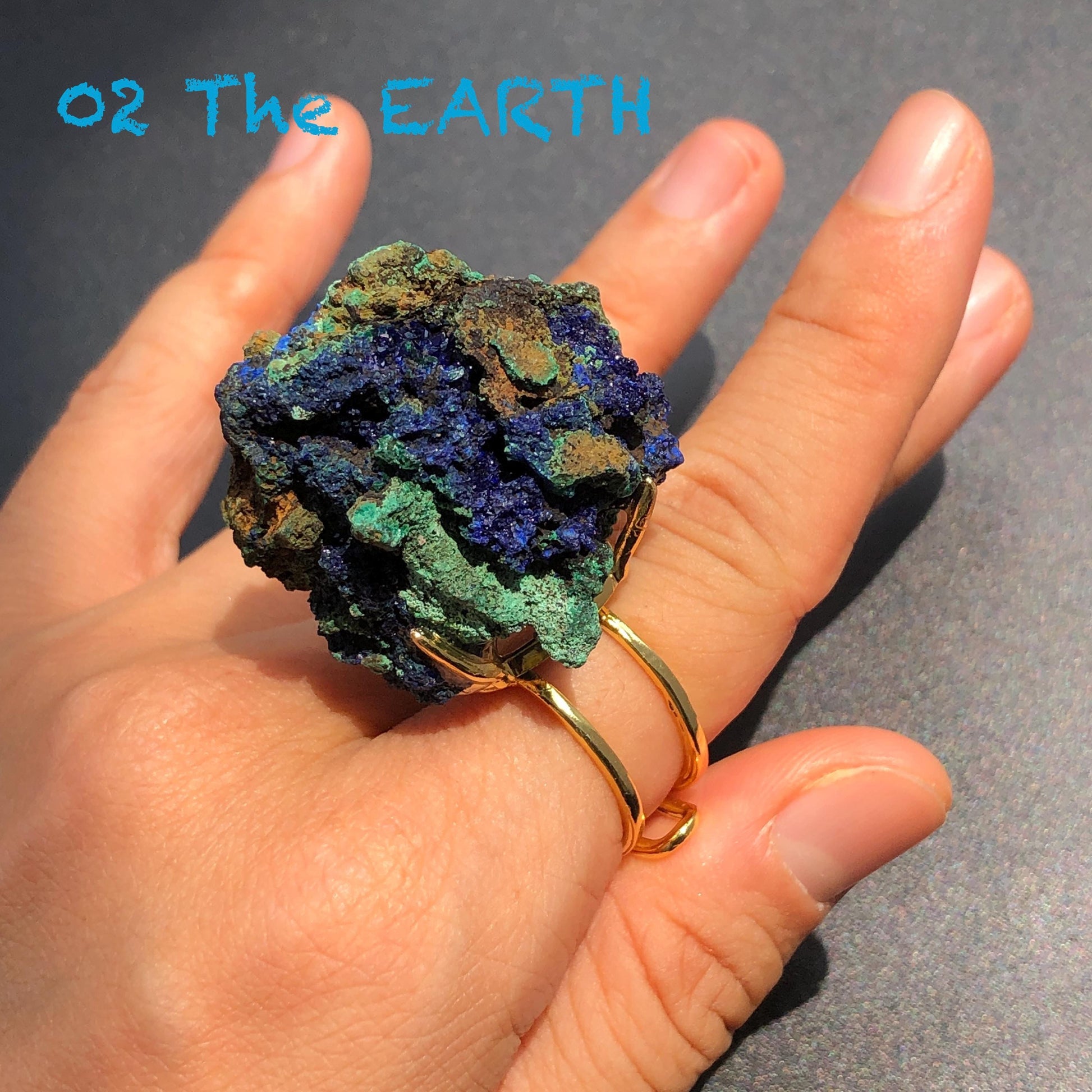 Raw Azurite Malachite Ring, Raw Stone Ring, Raw Crystal Ring, Big Statement Ring, Rough Irregular Chunky Gemstone Ring Gift for Men and Women, Sparky Shiny Crystal Ring, May Birthstone Ring, Silver Gold plated copper ring, birthday gift for her him