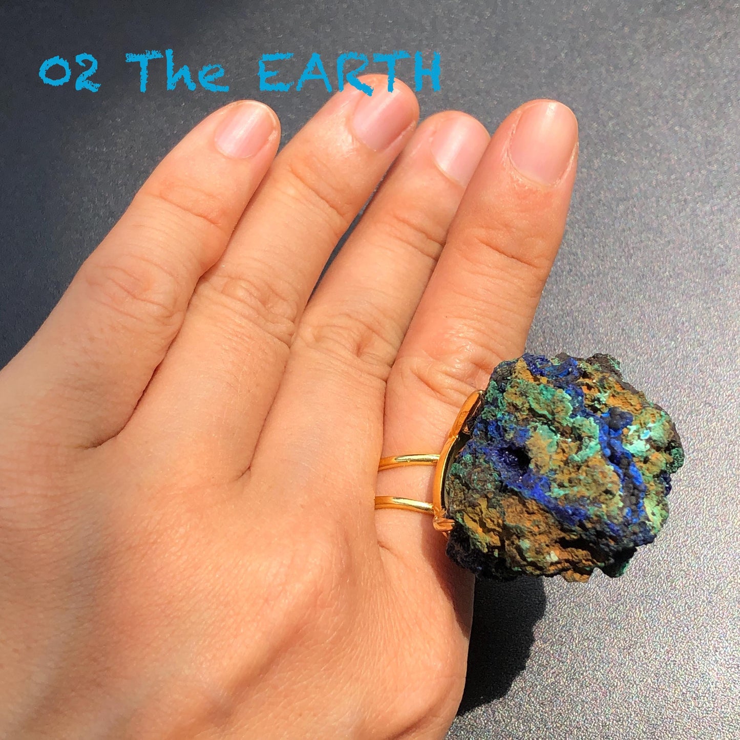 Raw Azurite Malachite Ring, Raw Stone Ring, Raw Crystal Ring, Big Statement Ring, Rough Irregular Chunky Gemstone Ring Gift for Men and Women, Sparky Shiny Crystal Ring, May Birthstone Ring, Silver Gold plated copper ring, birthday gift for her him