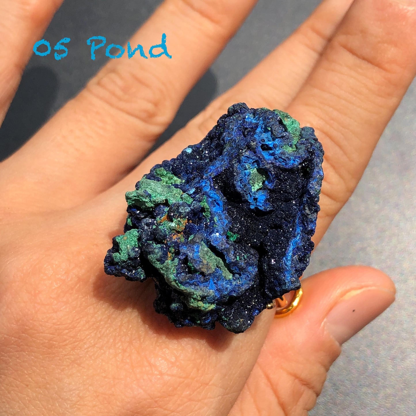 Raw Azurite Malachite Ring, Raw Stone Ring, Raw Crystal Ring, Big Statement Ring, Rough Irregular Chunky Gemstone Ring Gift for Men and Women, Sparky Shiny Crystal Ring, May Birthstone Ring, Silver Gold plated copper ring, birthday gift for her him