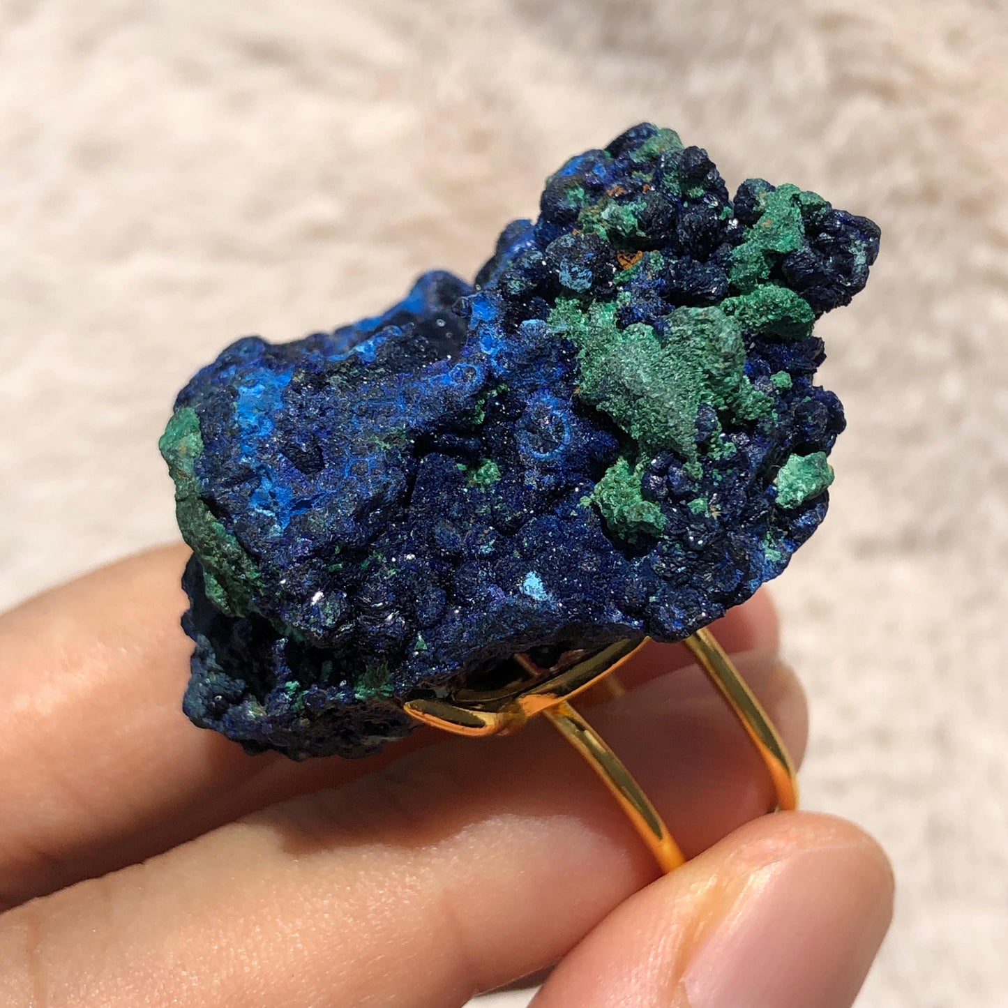 Raw Azurite Malachite Ring, Raw Stone Ring, Raw Crystal Ring, Big Statement Ring, Rough Irregular Chunky Gemstone Ring Gift for Men and Women, Sparky Shiny Crystal Ring, May Birthstone Ring, Silver Gold plated copper ring, birthday gift for her him