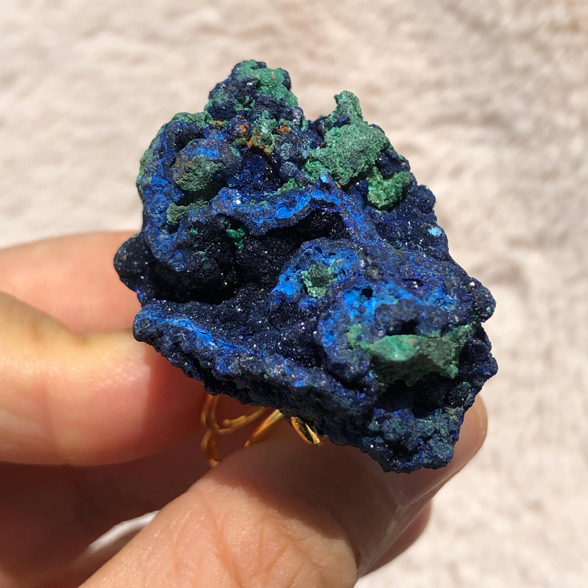 Raw Azurite Malachite Ring, Raw Stone Ring, Raw Crystal Ring, Big Statement Ring, Rough Irregular Chunky Gemstone Ring Gift for Men and Women, Sparky Shiny Crystal Ring, May Birthstone Ring, Silver Gold plated copper ring, birthday gift for her him