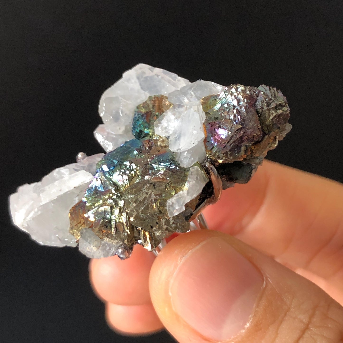 Raw Rainbow Chalcopyrite Calcite Crystal Ring, Large Raw Stone Ring Big Crystal Ring, Chunky Irregular ring gift, Oversized gemstone Jewelry, silver-plated copper ring, Huge Statement ring for men and women, Birthstone ring gift for her and him