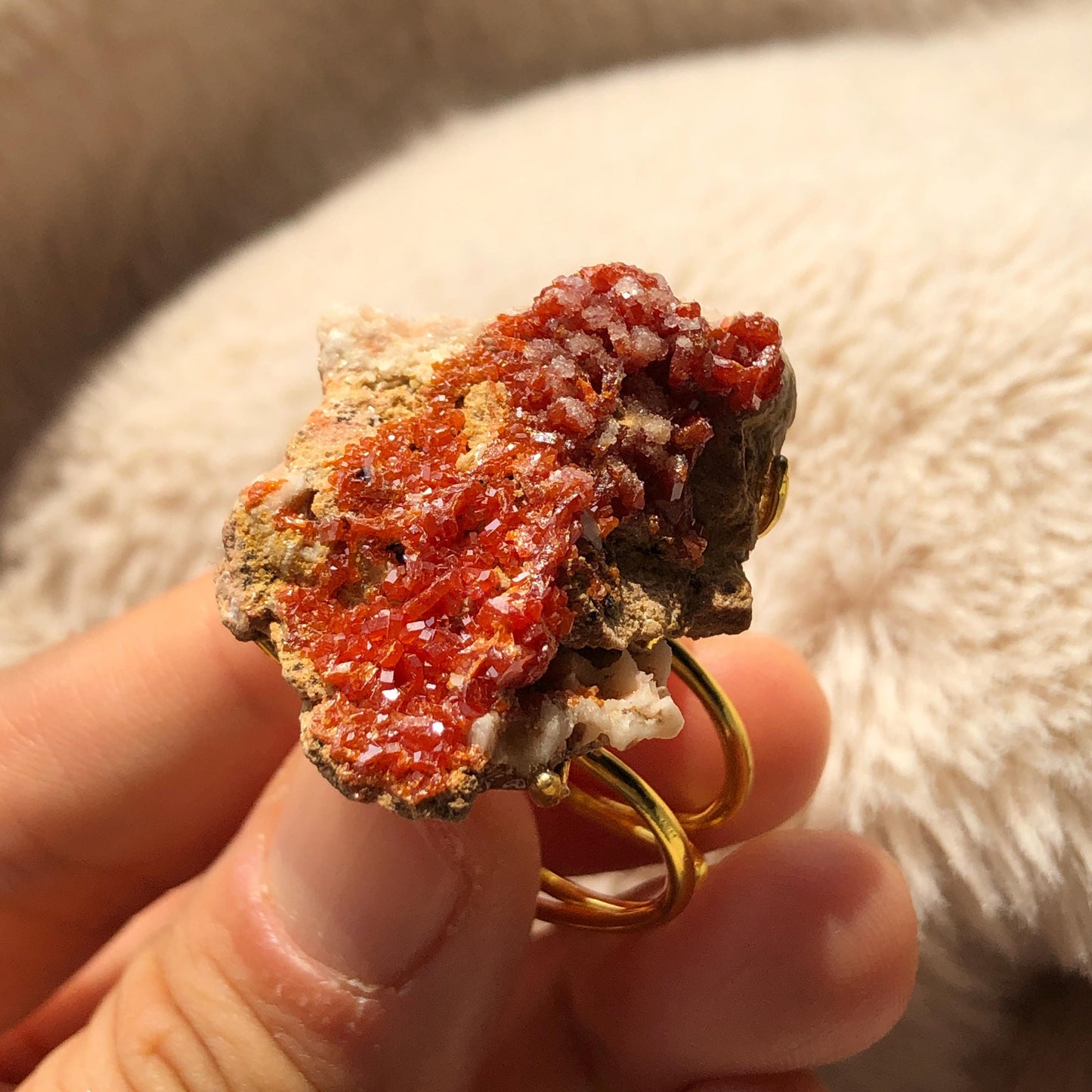 Natural Raw Vanadinite Crystal Ring | Creativity Adventure Stone | Adjustable Statement Ring | Lower Chakra Gemstone | Zodiac Birthstone