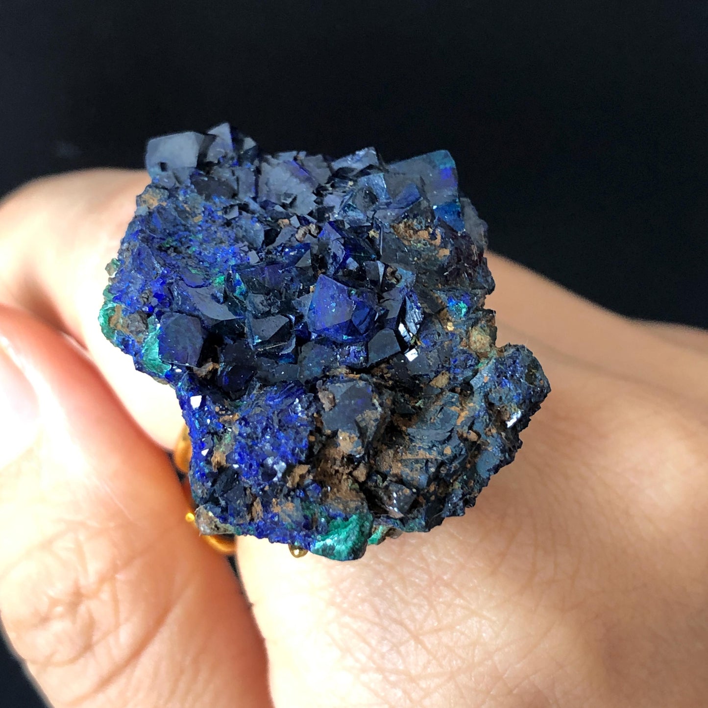 Raw Azurite Malachite Ring, Raw Stone Ring, Raw Crystal Ring, Big Statement Ring, Rough Irregular Chunky Gemstone Ring Gift for Men and Women, Sparky Shiny Crystal Ring, May Birthstone Ring, Silver Gold plated copper ring, birthday gift for her him