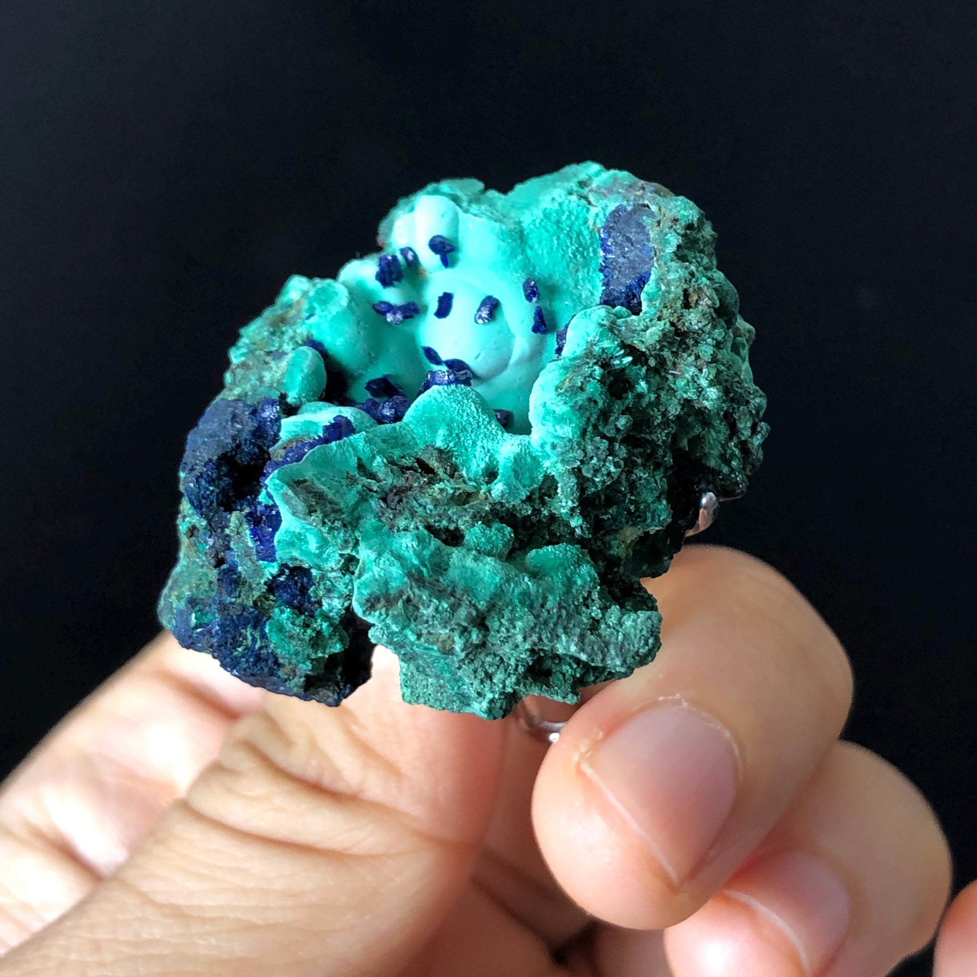 Raw Azurite Malachite Ring, Raw Stone Ring, Raw Crystal Ring, Big Statement Ring, Rough Irregular Chunky Gemstone Ring Gift for Men and Women, Sparky Shiny Crystal Ring, May Birthstone Ring, Silver Gold plated copper ring, birthday gift for her him