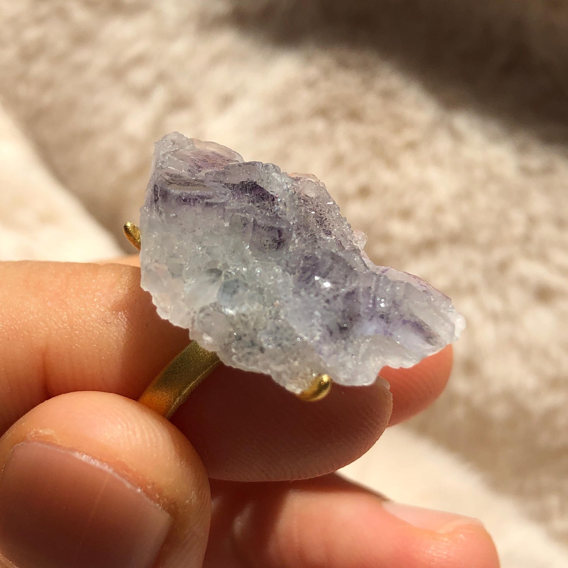 Raw Fluorite Crystal Ring | Sparkling Blue Ice Cube | Adjustable Statement Band Ring | Third Eye Chakra | Natural Gemstone Birthstone, Raw Mineral Ring, Chunky Irregular Ring Gift for her and him, Sparky Shiny Raw Crystal Ring, gold-plated copper rin