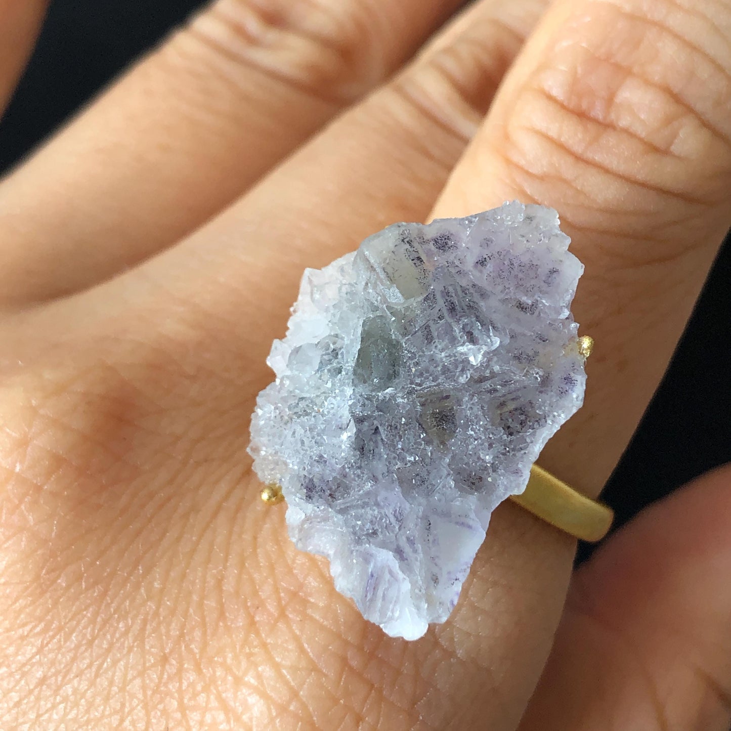 Raw Fluorite Crystal Ring | Sparkling Blue Ice Cube | Adjustable Statement Band Ring | Third Eye Chakra | Natural Gemstone Birthstone, Raw Mineral Ring, Chunky Irregular Ring Gift for her and him, Sparky Shiny Raw Crystal Ring, gold-plated copper rin