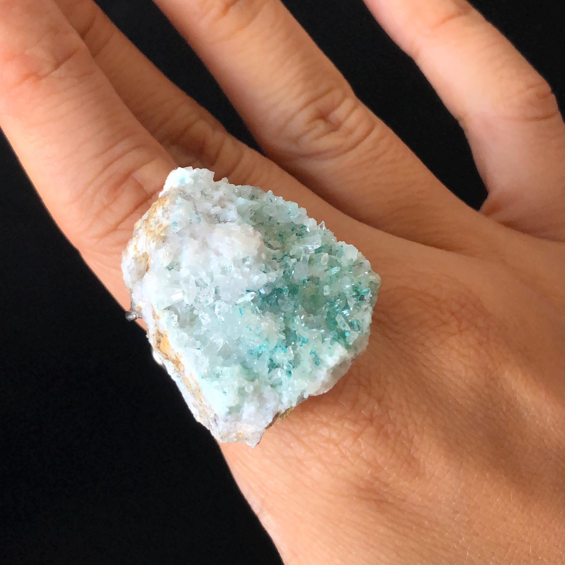 Raw Veszelyite Crystal Ring | Sparkling Snowy Lake | White Green | Self-Love Stone | Adjustable Statement Ring | Natural Gemstone Birthstone