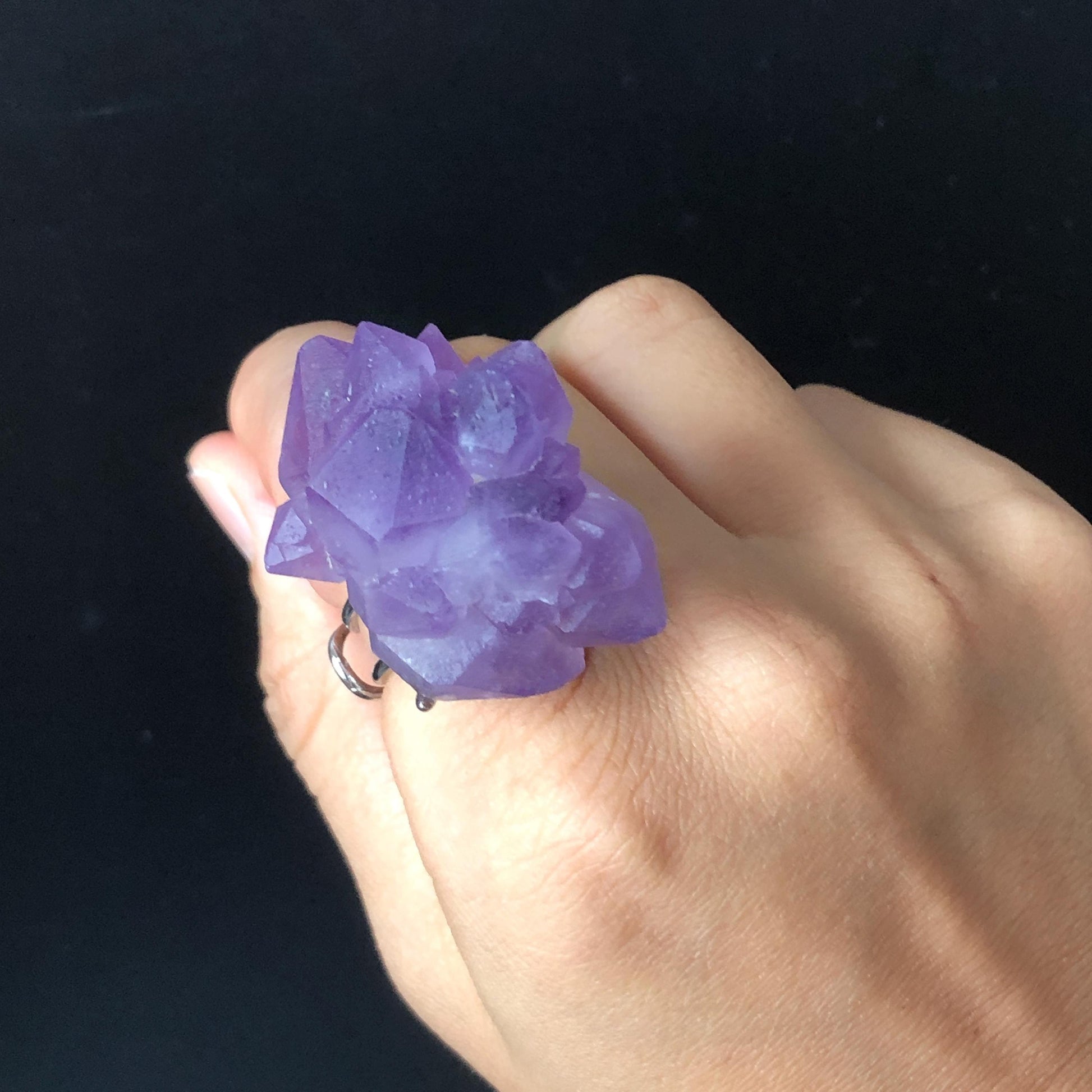 Raw Amethyst Crystal Ring | Grape Jelly Candy | Creativity Stone | Adjustable Statement Band Ring | Crown Chakras | February Birthstone