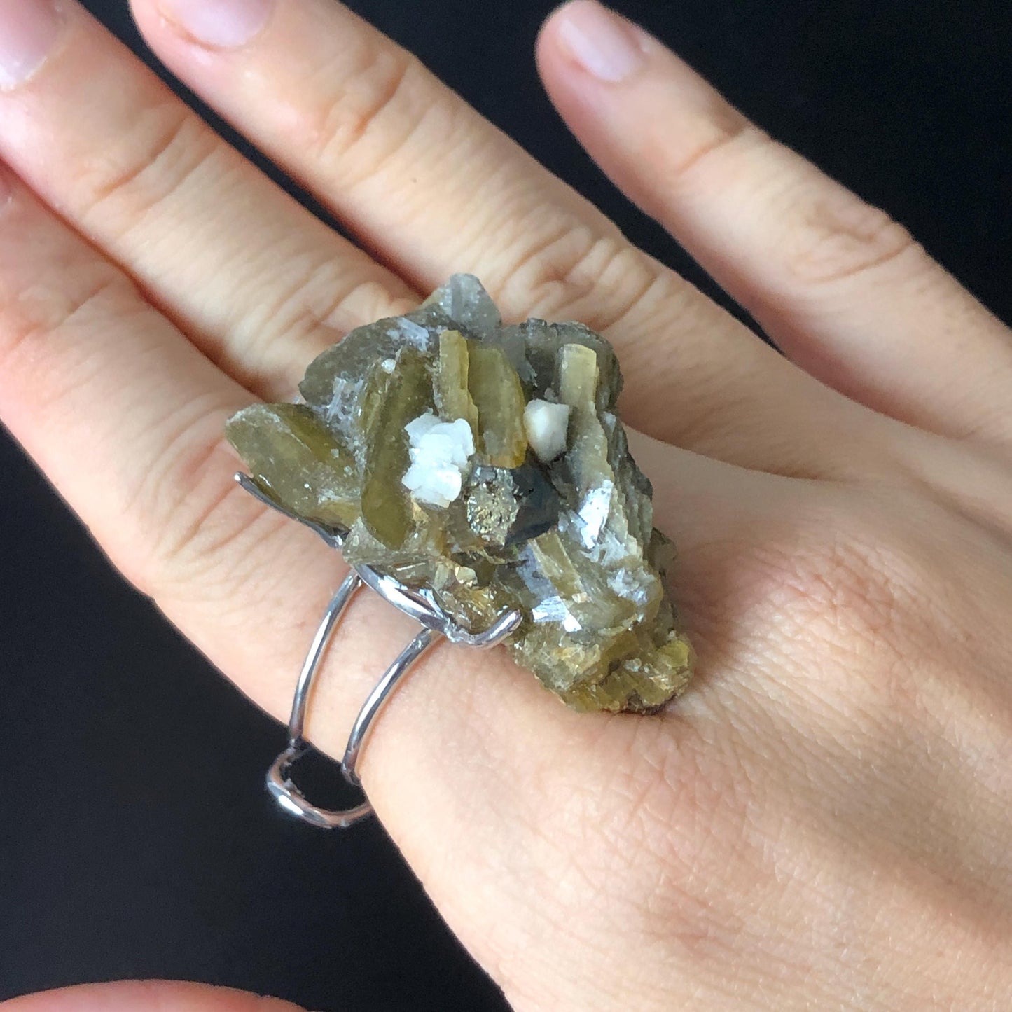 Natural Raw Siderite Dolomite Chalcopyrite Ring, Big Raw Stone Ring Large Crystal Ring, Huge Statement Ring, Chunky Irregular ring gift, silver-plated copper ring, adjustable band ring, Huge Cocktail Ring, Rough Cut Rock Ring, Birthstone ring gift