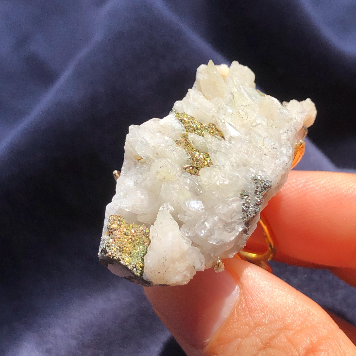 Raw Rainbow Pyrite & Calcite Ring, Raw Stone Ring, Sparky Big Raw Crystal Ring, Large Statement Ring men women, Chunky Irregular Stone Ring Gift, Shiny Huge Crystal Ring, Birthstone Ring, Large Cocktail Ring, gold-plated copper ring, abundance stone