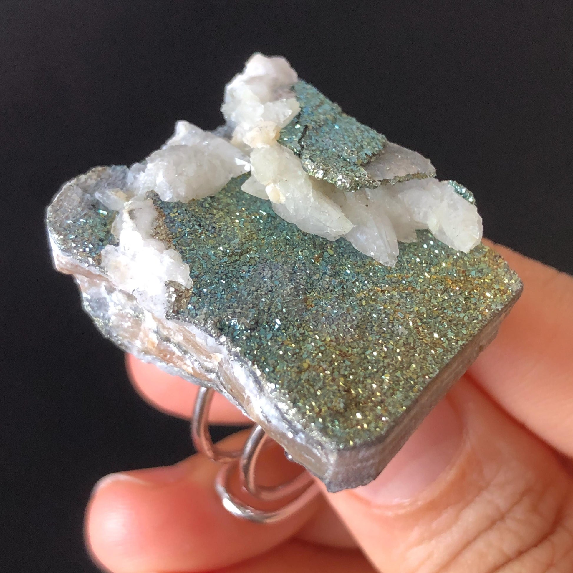 Raw Rainbow Pyrite & Calcite Ring, Raw Stone Ring, Sparky Big Raw Crystal Ring, Large Statement Ring men women, Chunky Irregular Stone Ring Gift, Huge Crystal Ring, Shiny Crystal Ring, Large Cocktail Ring, silver-plated copper ring, birthstone ring