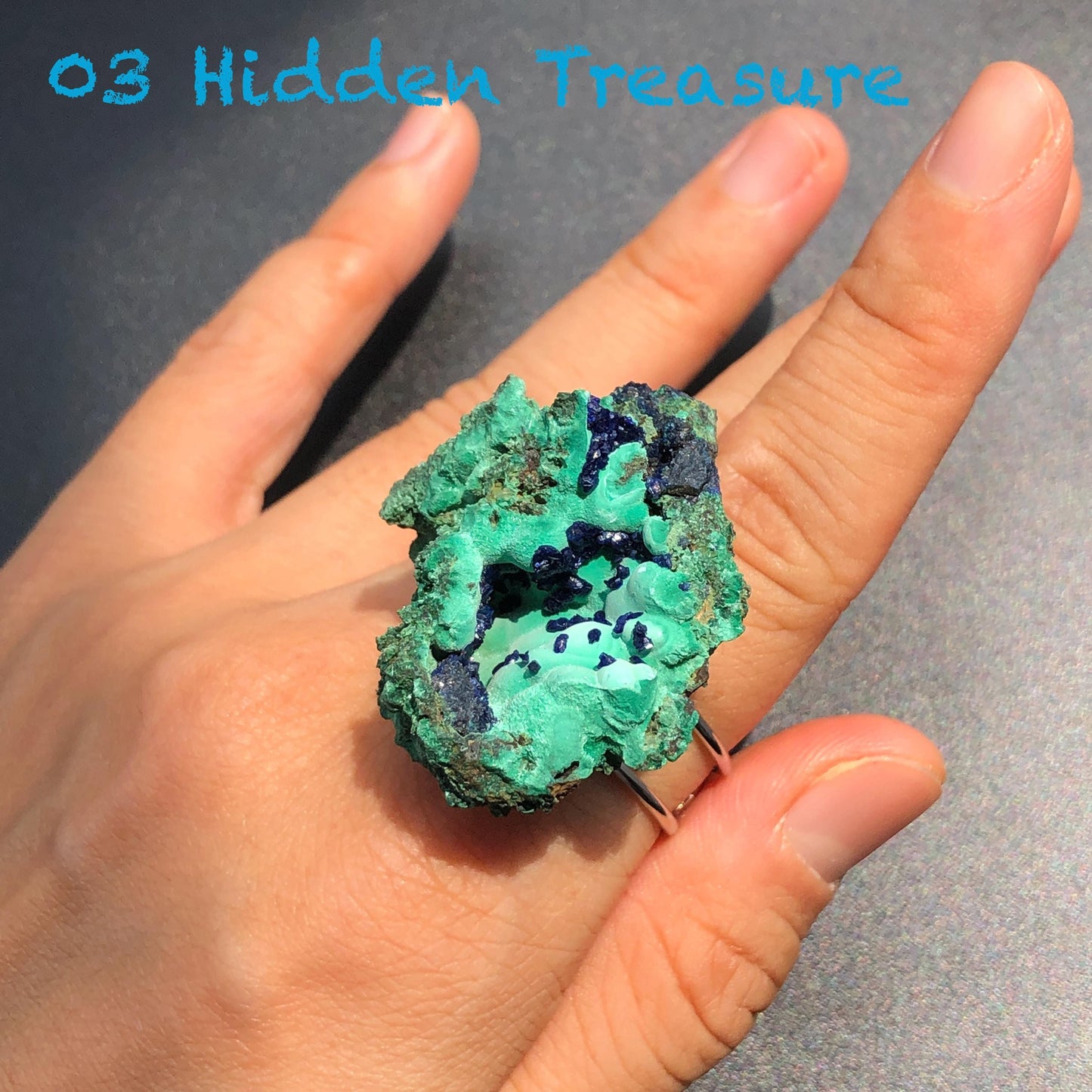 Raw Azurite Malachite Ring, Raw Stone Ring, Raw Crystal Ring, Big Statement Ring, Rough Irregular Chunky Gemstone Ring Gift for Men and Women, Sparky Shiny Crystal Ring, May Birthstone Ring, Silver Gold plated copper ring, birthday gift for her him