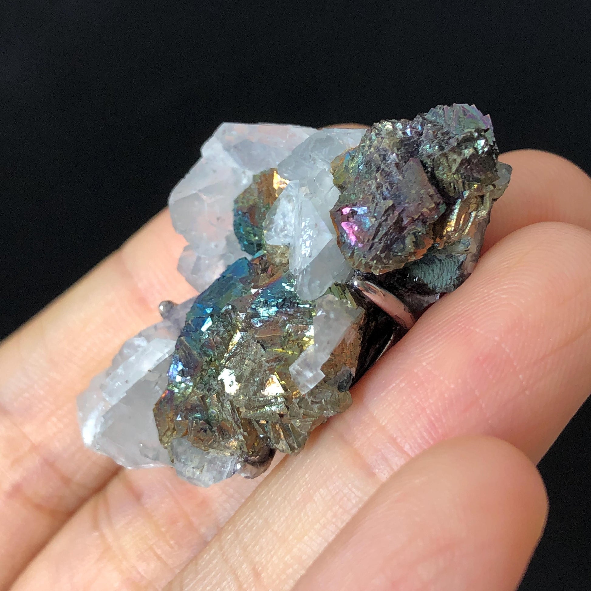 Raw Rainbow Chalcopyrite Calcite Crystal Ring, Large Raw Stone Ring Big Crystal Ring, Chunky Irregular ring gift, Oversized gemstone Jewelry, silver-plated copper ring, Huge Statement ring for men and women, Birthstone ring gift for her and him