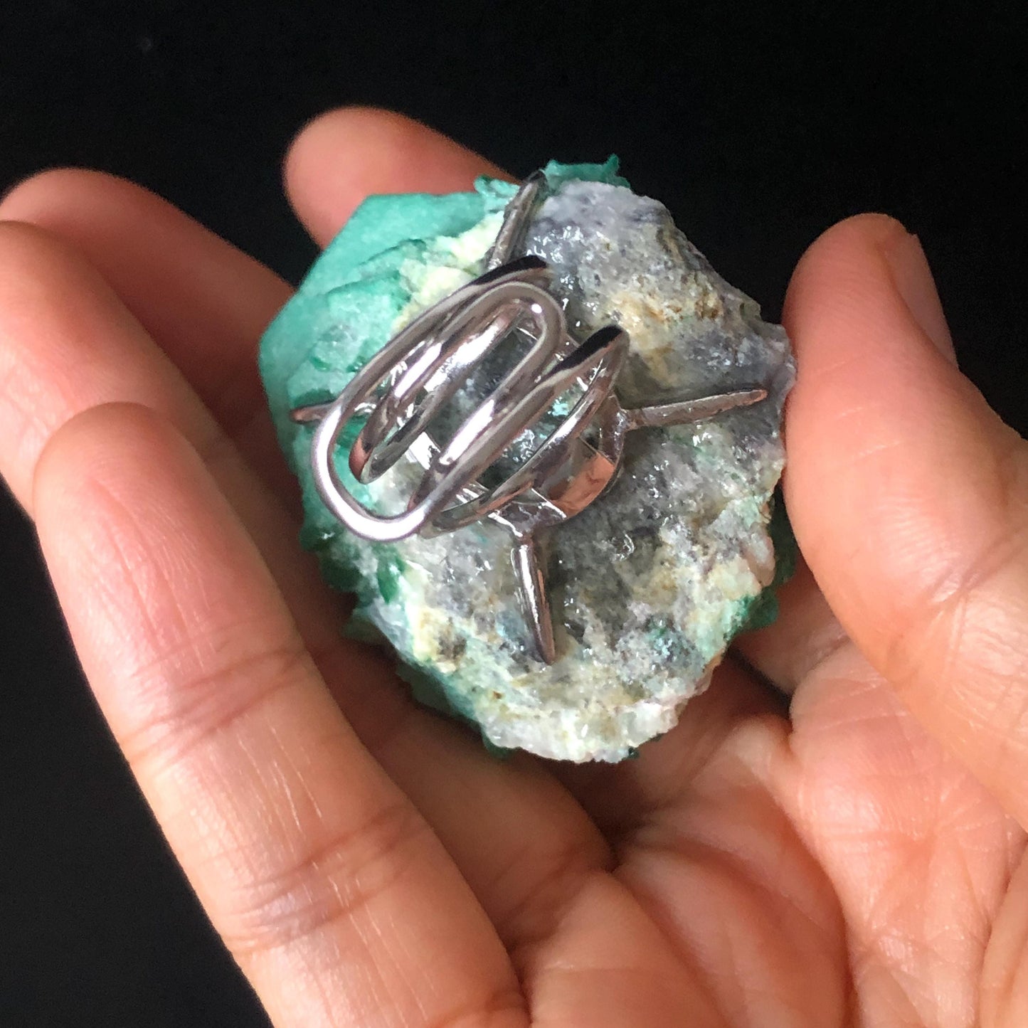 Aurichalcite Ring, Raw Stone Ring, Raw Crystal Ring Xlarge, Large Statement Ring for Men Women, Raw Mineral Ring, Chunky Crystal Ring, Irregular Ring, large cocktail ring, Green Raw Crystal Ring, Crystal Band Ring, large cocktail ring