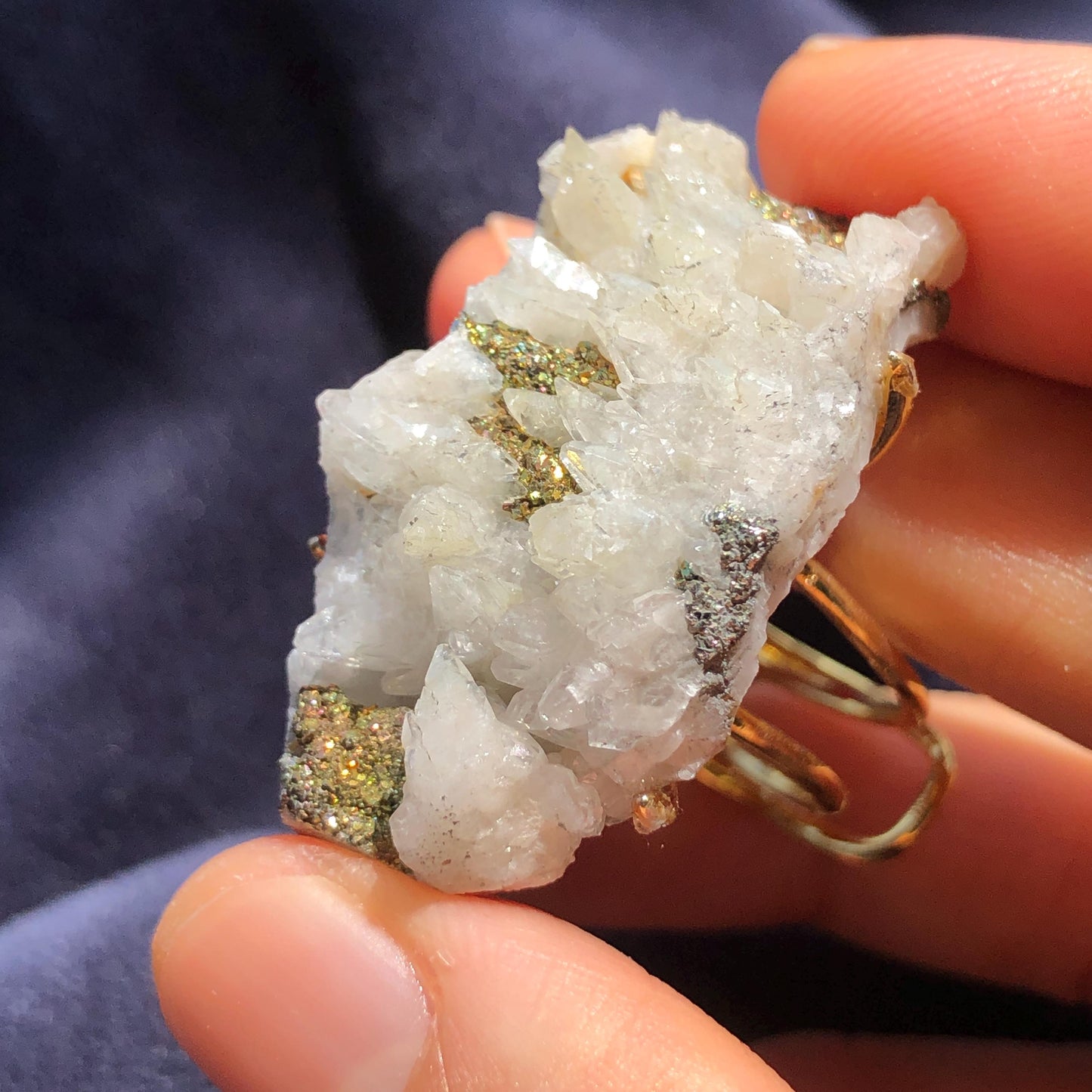 Raw Rainbow Pyrite & Calcite Ring, Raw Stone Ring, Sparky Big Raw Crystal Ring, Large Statement Ring men women, Chunky Irregular Stone Ring Gift, Huge Crystal Ring, Shiny Crystal Ring, Large Cocktail Ring, gold-plated copper ring, abundance stone