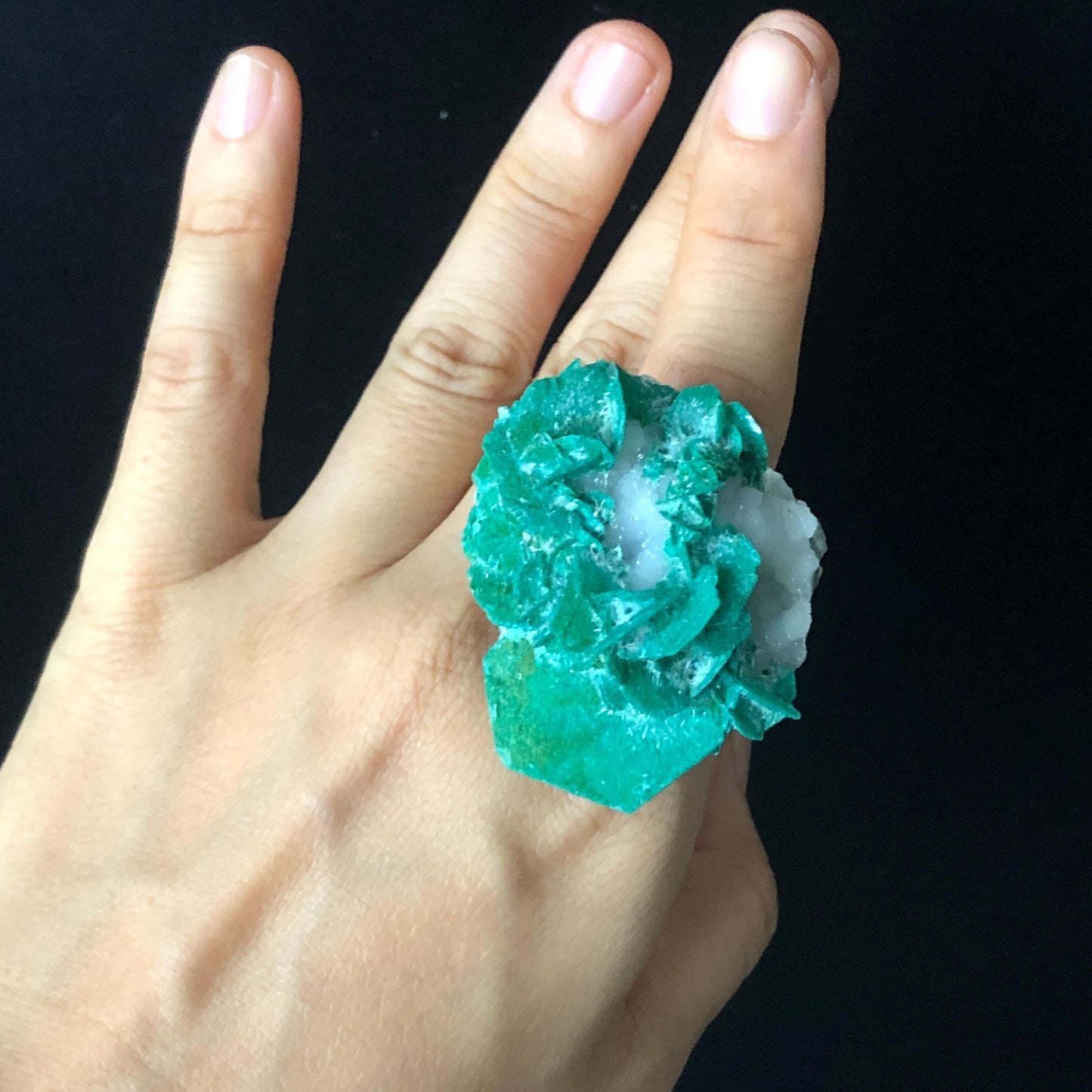 Aurichalcite Ring, Raw Stone Ring, Raw Crystal Ring Xlarge, Large Statement Ring for Men Women, Raw Mineral Ring, Chunky Crystal Ring, Irregular Ring, large cocktail ring, Green Raw Crystal Ring, Crystal Band Ring, large cocktail ring