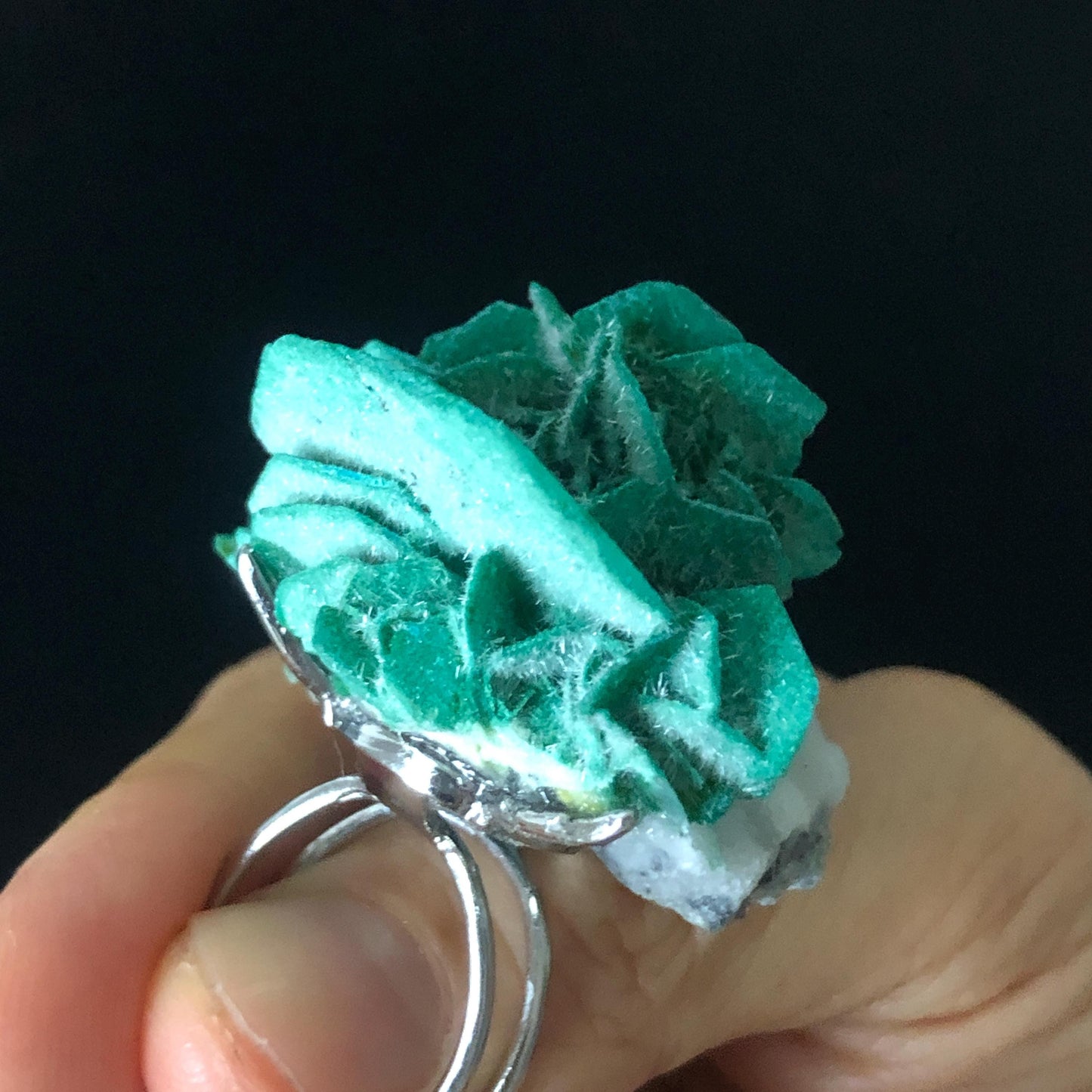 Aurichalcite Ring, Raw Stone Ring, Raw Crystal Ring Xlarge, Large Statement Ring for Men Women, Raw Mineral Ring, Chunky Crystal Ring, Irregular Ring, large cocktail ring, Green Raw Crystal Ring, Crystal Band Ring, large cocktail ring