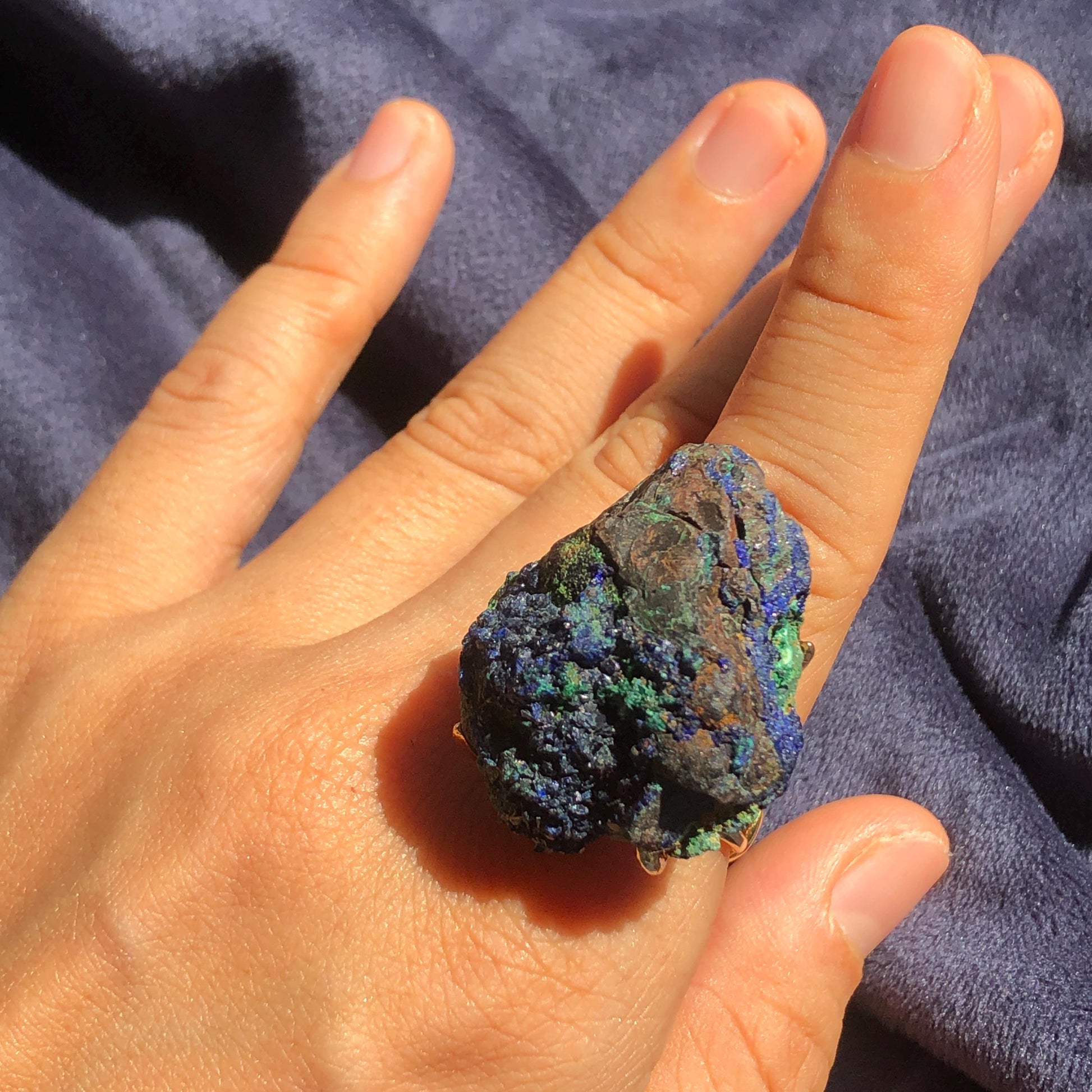 Blue Raw Azurite Malachite Ring, Chessylite ring, Shiny Raw Crystal Ring Xlarge, Hugh statement ring, Large Gemstone Ring, Raw Azurite Quartz Ring, Malachite Stone Ring, statement ring man, Chunky Stone Ring, large cocktail ring, Irregular Ring