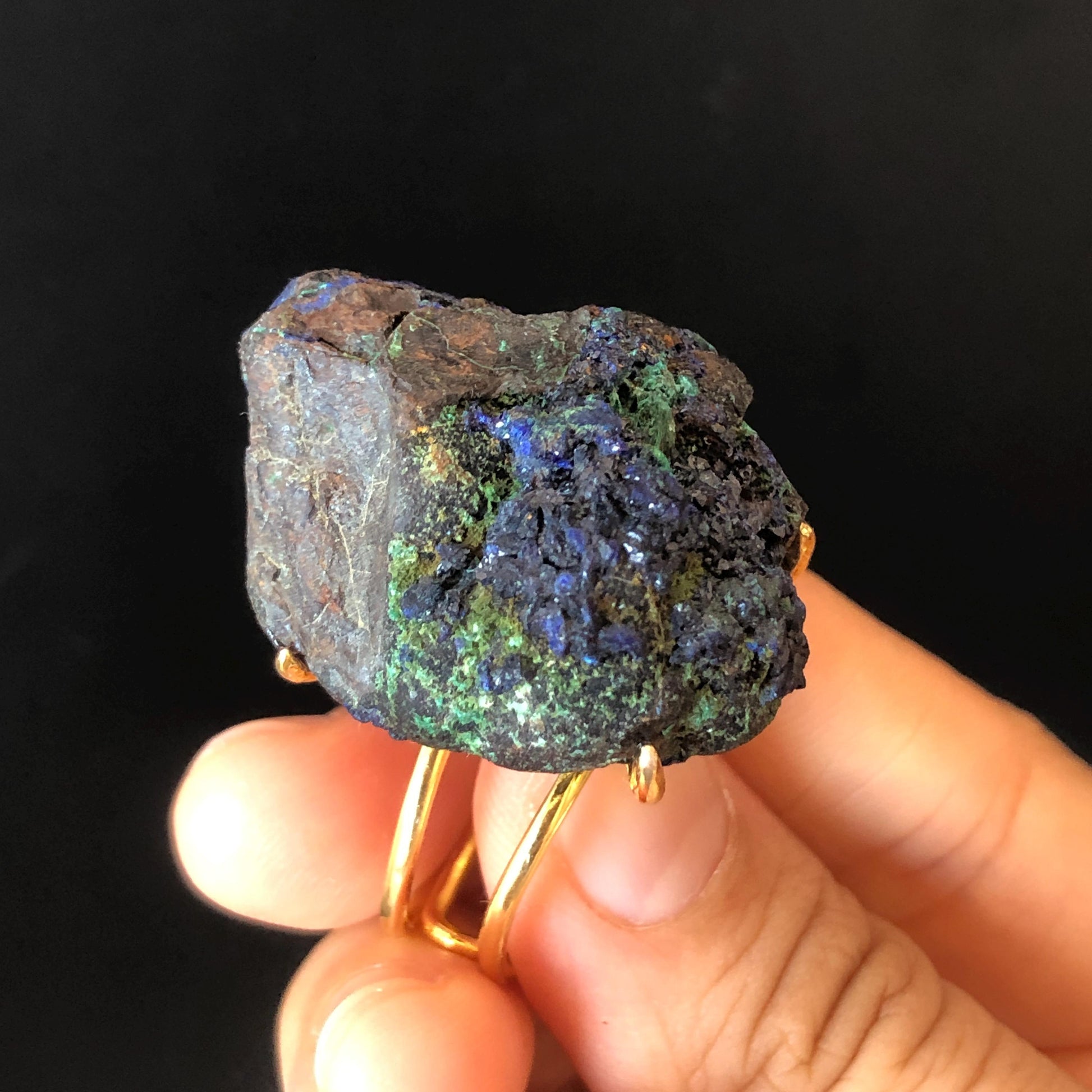 Blue Raw Azurite Malachite Ring, Chessylite ring, Shiny Raw Crystal Ring Xlarge, Hugh statement ring, Large Gemstone Ring, Raw Azurite Quartz Ring, Malachite Stone Ring, statement ring man, Chunky Stone Ring, large cocktail ring, Irregular Ring