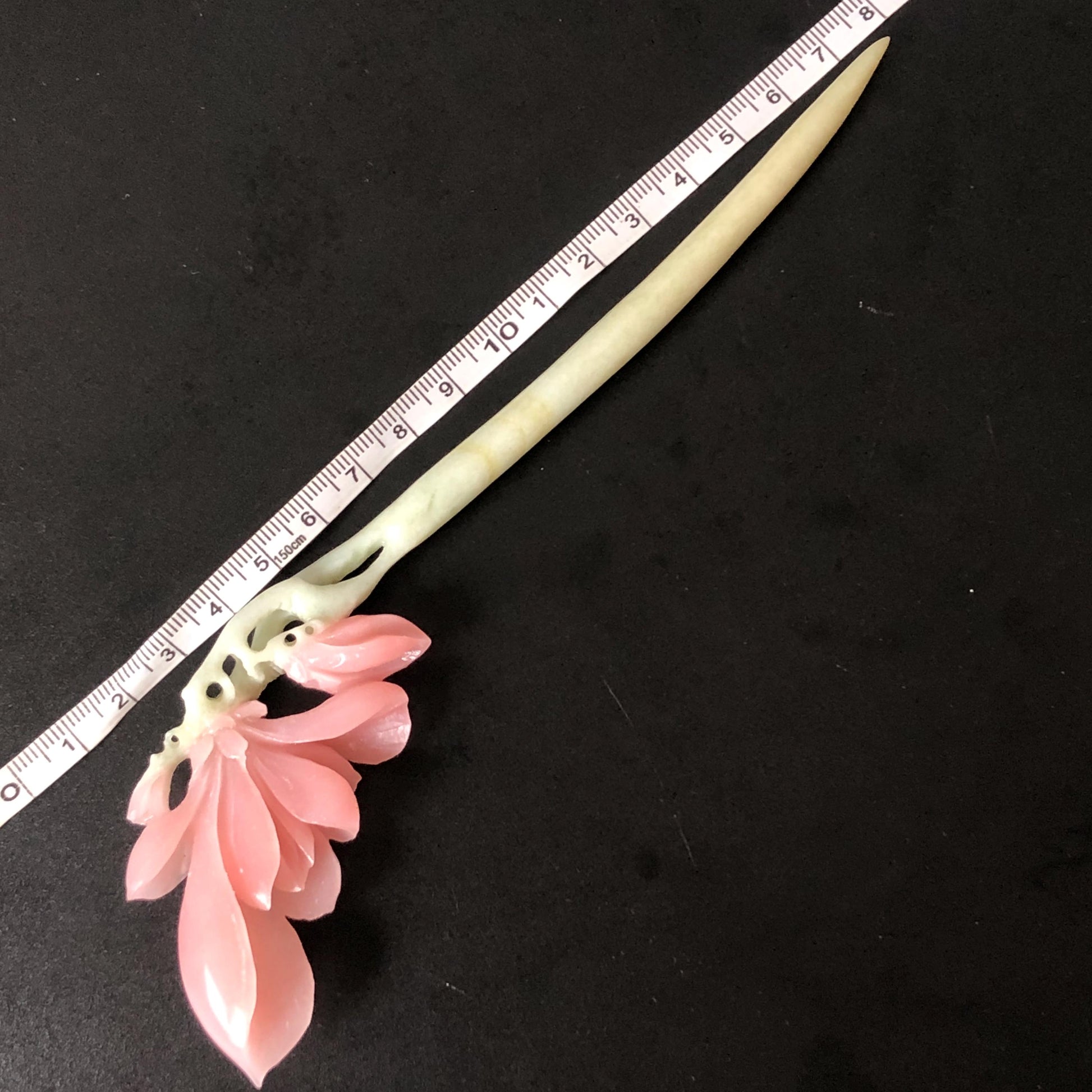 Natural Xiu Jade (Serpentine) Hand Carved Yulan Flower Hair Pin | Jade Hair Stick | Pink Green| Asian Chinses Vintage Style | Gift for her