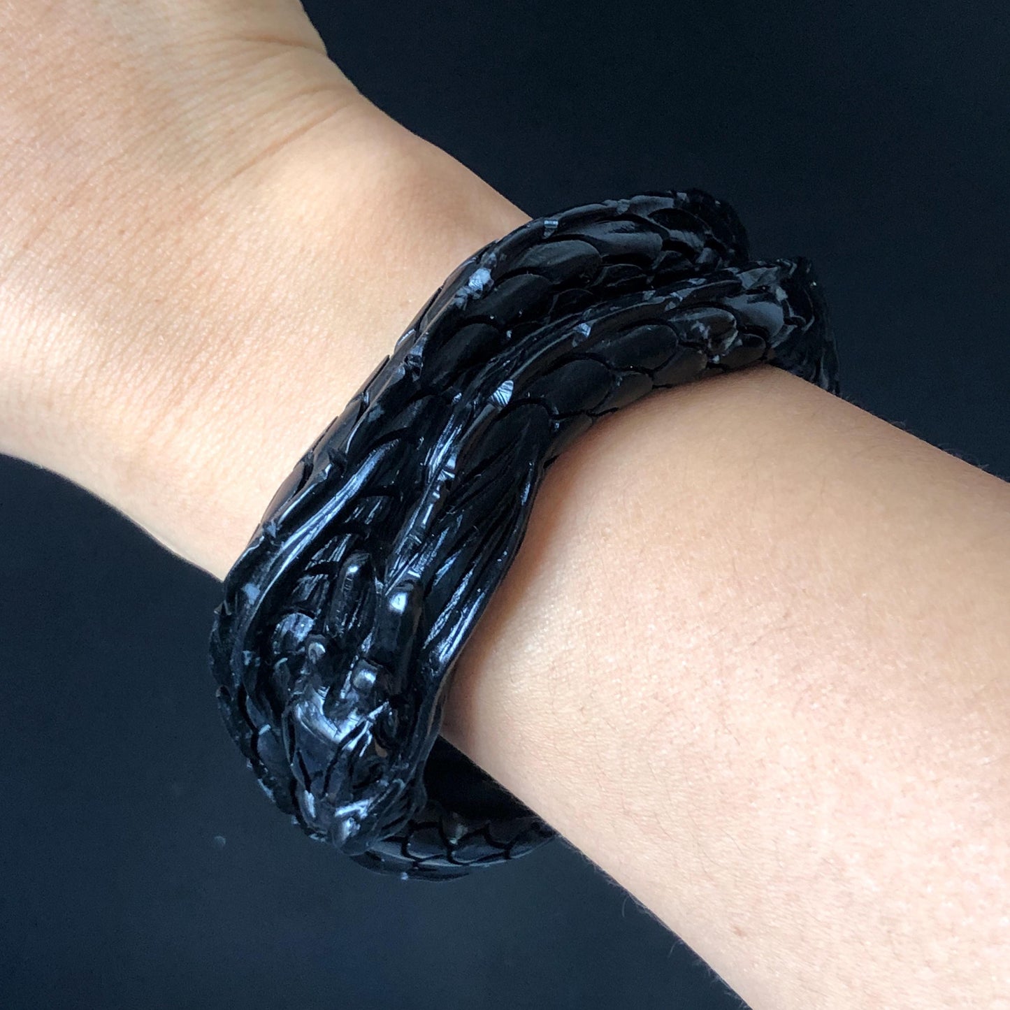 Customised size 48-70mm | 58.6mm Certificated Natural Xiu Jade Serpentine Hand Craved Black Dragon Bangle Bracelet Gift for Men & Women