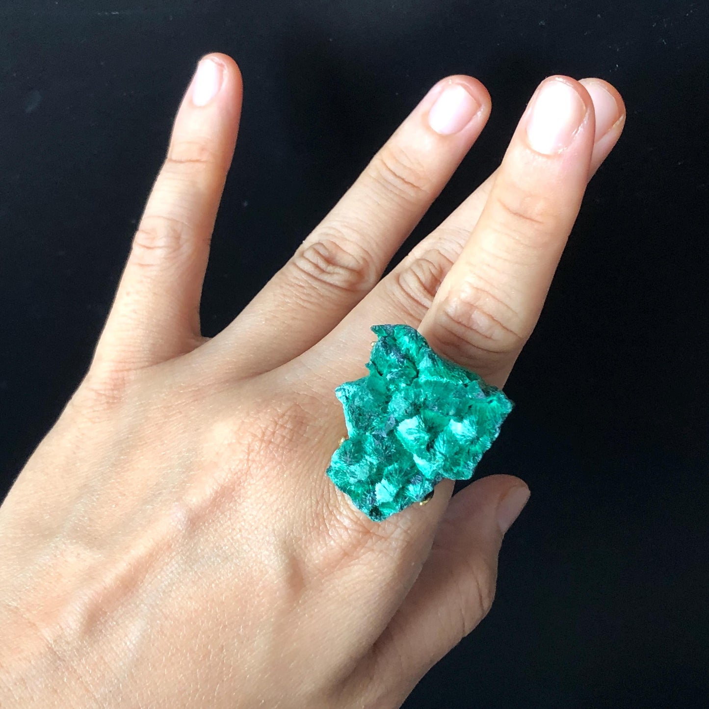 Raw Malachite Crystal Ring | Green Silk | Transformation Stone | Adjustable Statement Ring | Heart Chakra | Natural Gemstone | Birthstone