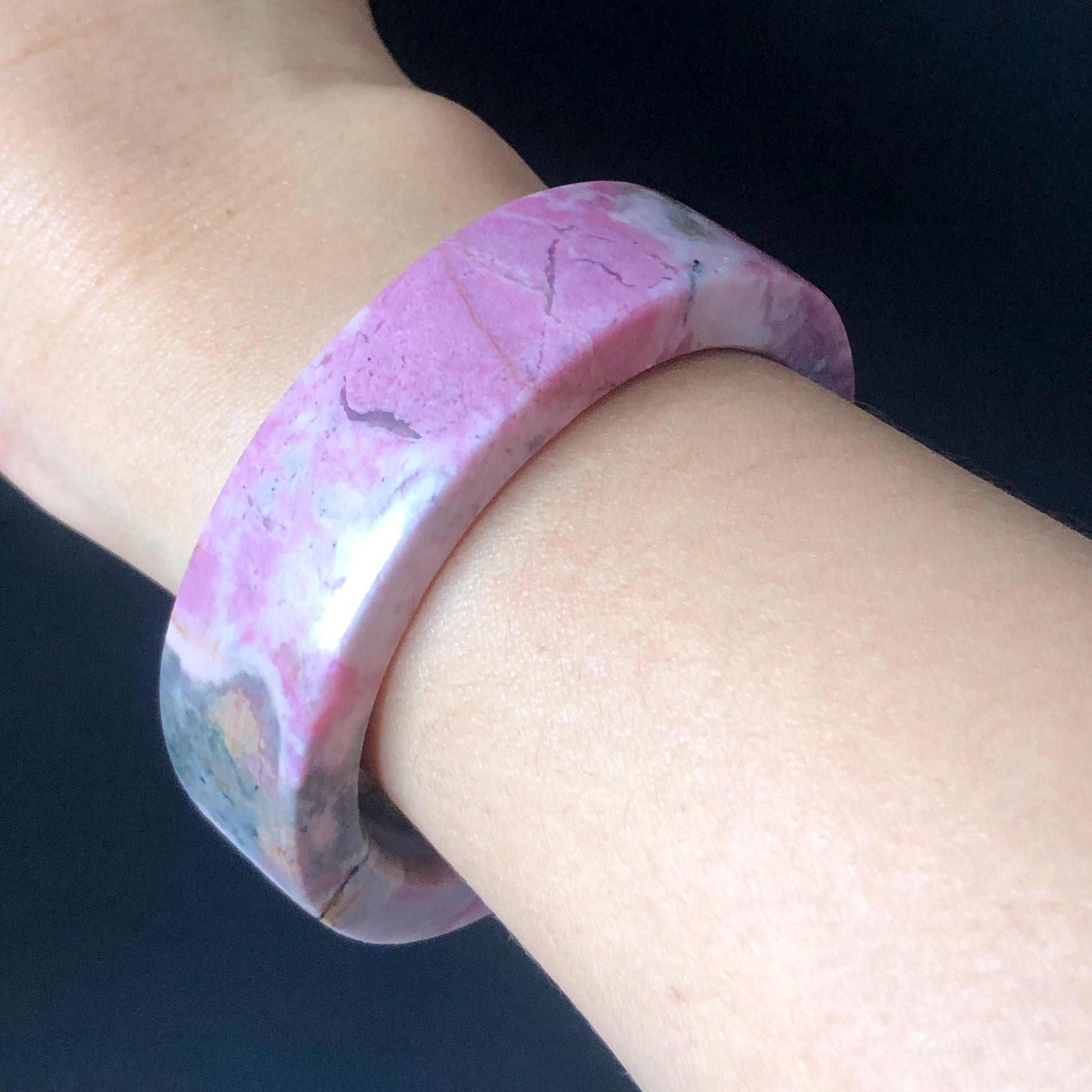 52.7mm Natural Rhodonite Stone Bangle Crystal Gemstone Bracelet | Pink, Blue, Yellow | Strawberry Blueberry | Healing Stone Gift for her, baby baby crystal bangle raw stone bracelet love stone heart chakra blue bracelet for women birthstone