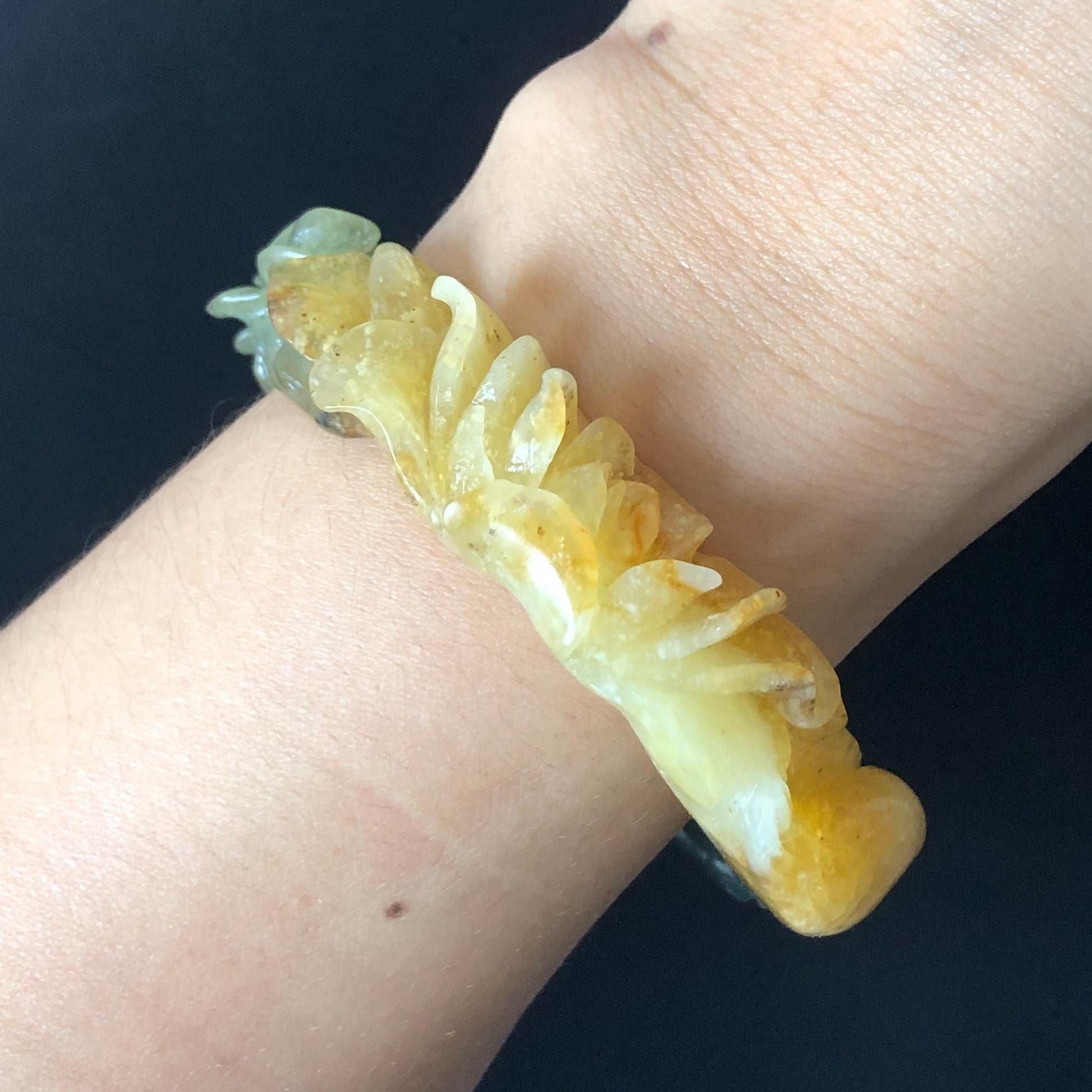 56.6mm Certificate Xiu Jade Serpentine Carved Blue Cat and Yellow Bird Peach Blossom Peony Flower Bangle Bracelet | Accept Customized order tailor-made bangle customized gift cat lover gift for her custom size bangle natural jade bracelet blue jade green jade yellow jade certified jade stone bangle gemstone bracelet crystal banglejade carving bird carving flower carving