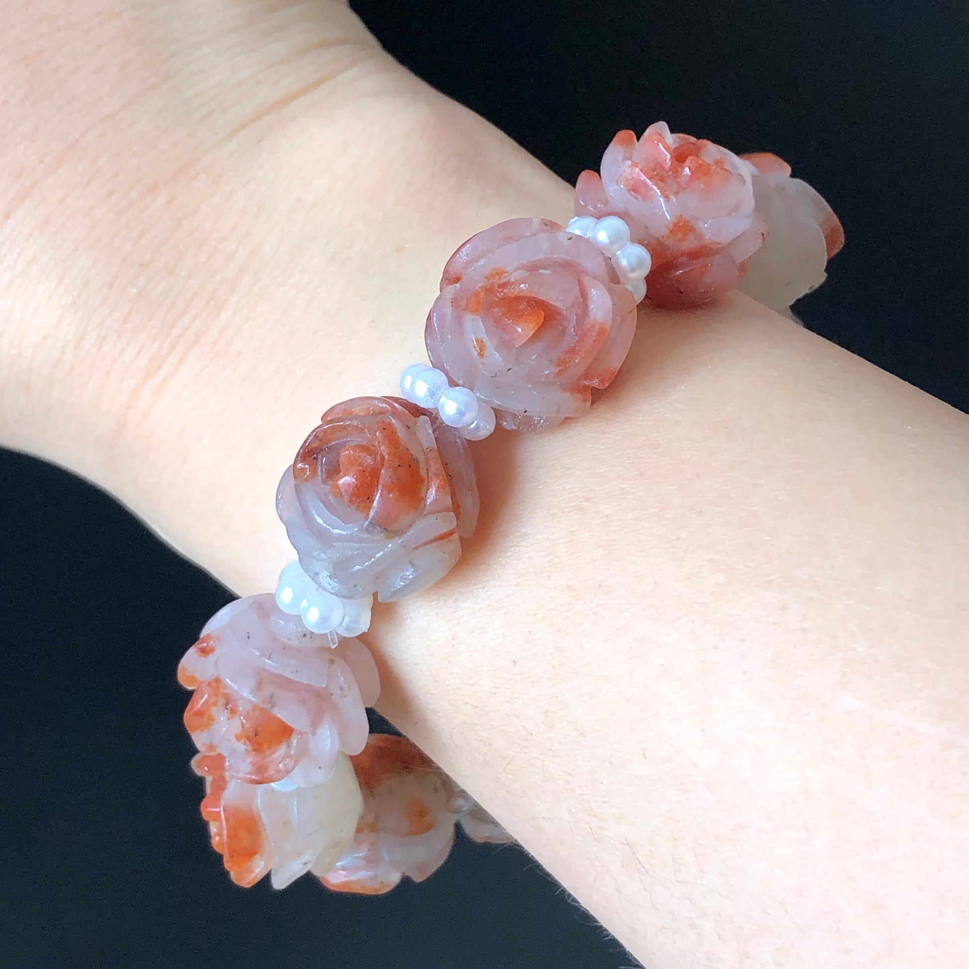 Natural SheTaicui Jade (Quartzite) hand carved icy Red Rose crystal charm Bracelet | Red plum blossom | Personalized Gemstone Gift for her red jade carving rose bracelet flower carving hand engraved jade white jade rose jewelry big bead bracelet diy customised gift natural jade crystal bracelet gemstone bracelet stone bracelet red crystal