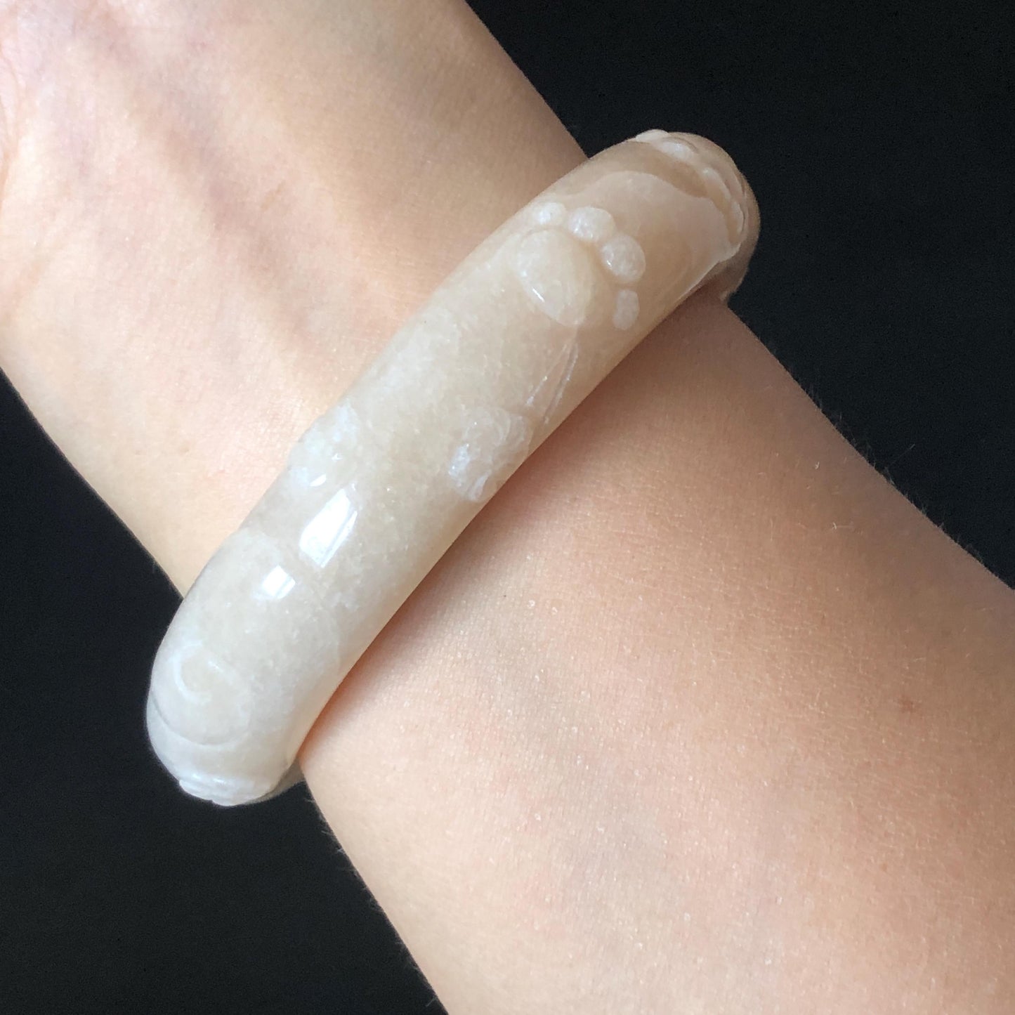 Customised Size 50-65mm! Natural SheTaiCui Jade (Quartzite) Hand Carved Cat Kitten Bangle | White Caramel Brown Jade Bracelet | Cat Lover Crystal Gemstone Gift  personalized bangle custom made bracelet hand engraved jade bangle tailor made jade bangle custom size bangle big size bangle small size bangle jade carving purple jade white jade kitten bangle cat bracelet gift for cat lover gift for her real untreated jade pink jade white jade caramel orange jade brown jade