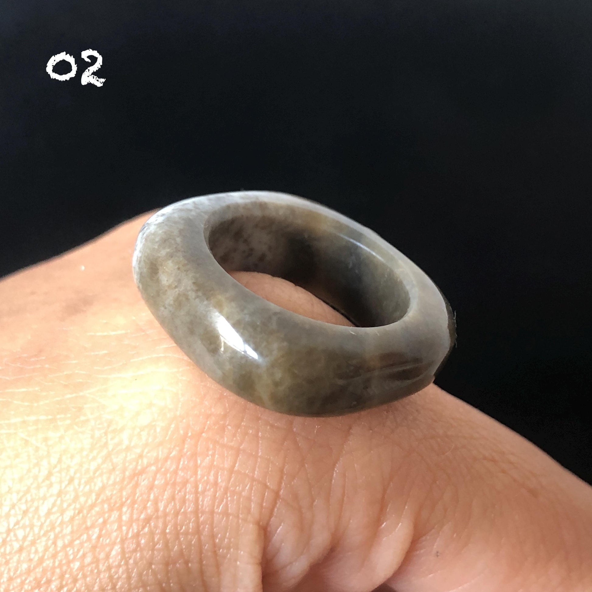 Natural Nephrite Jade Band Ring | Untreated White Jade Brown Jade Pinky Ring | Latte & Oreo Collection | Women Statement Ring | US 5.25-6.5 gift for her untreated jade stackable ring cocktail ring for men square ring vintage ring chinese jade stone ring