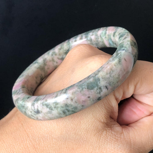 Rare Found Nephrite Jade Bangle | Natural Untreated Green Jade Pink Jade Bracelet | Pink Floral Lace | Chinese Jade Stone Bangle Gift for her Pink Jade Bangle Green Jade Bracelet Vintage Bangle Antique Bracelet Pink Stone Bangle Pink Gemstone Bracelet bangles for women flower bangle