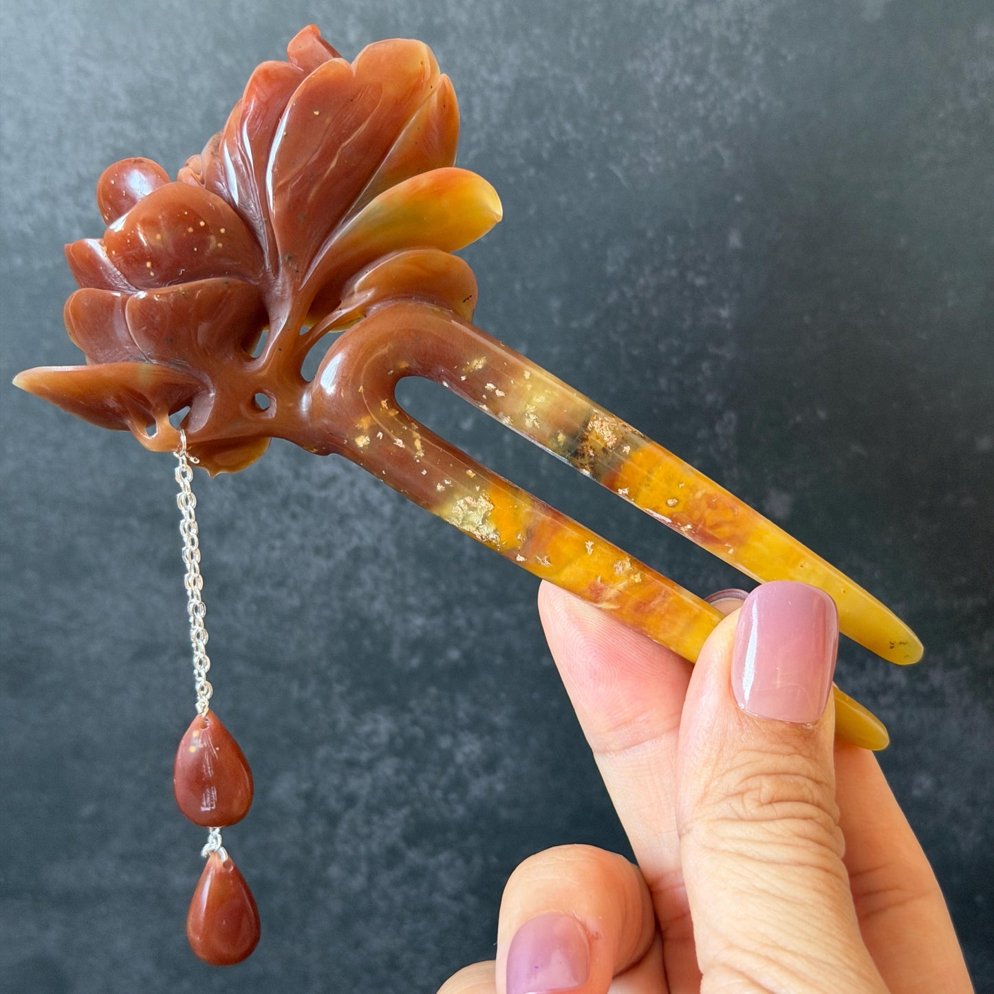 Xiu Jade Serpentine Hand Carved Camellia Flower Hair Fork: Certified Natural Red Jade Hairpin, Vintage Hanfu Hair Jewelry Gift for her Bridal Shower gift bridal hair clip wedding headpiece wedding hair jewelry bridal hair accessories red jade carving white jade hand engraved flower hair stick japanese hairpins korean hair stick chinese hair comb vintage hair pins antique hair fork hanfu hair pins certified untreated jade