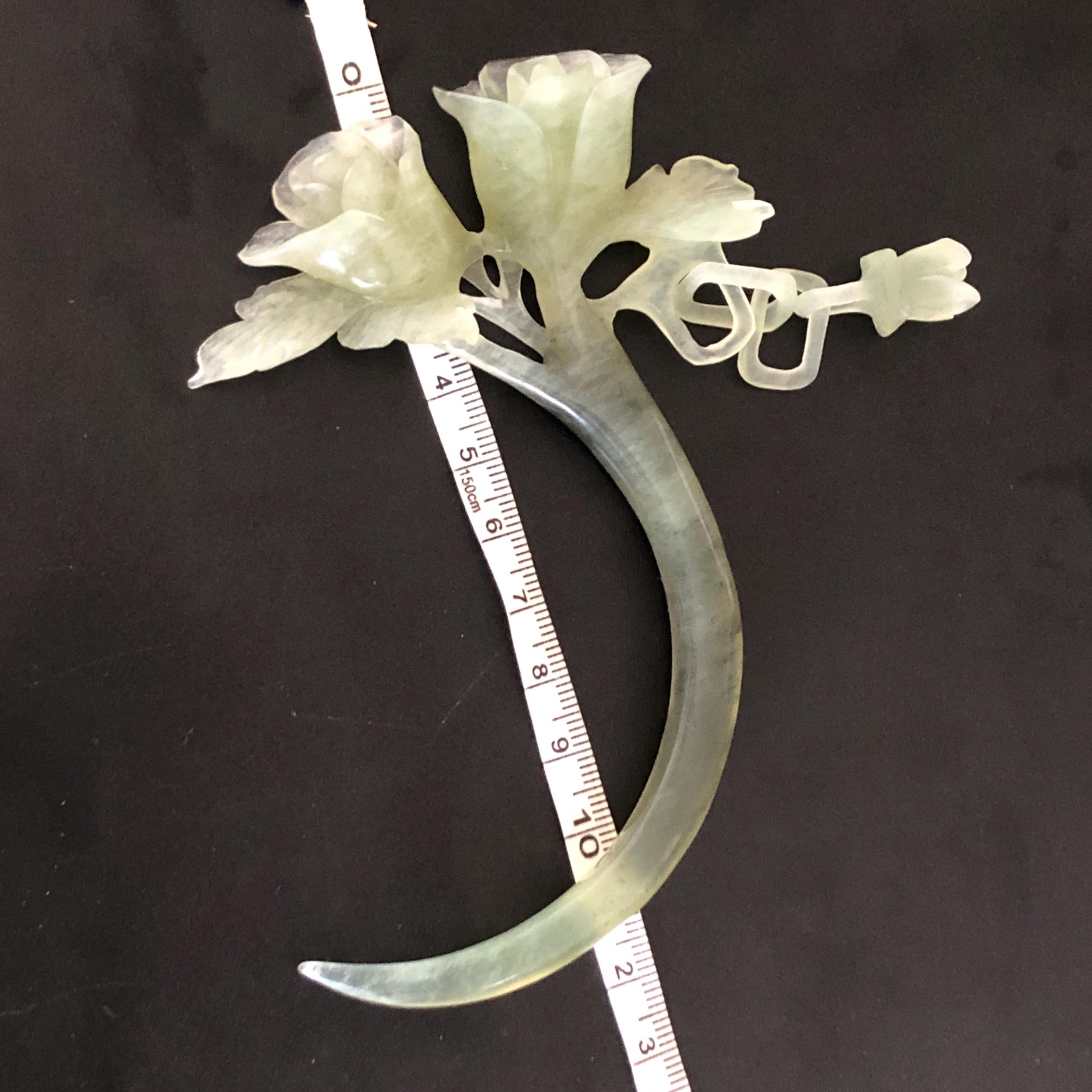 Xiu Jade Serpentine Rose Hair Stick with Dangle: Certificate Green Jade Hand Carved Half Moon Hair Pin, Hanfu Vintage Antique Hair Jewelry Chinese Hair Fork with Certificate Vintage Bridal Hair Fork Gift for her japanese hairpin korean hair stick chinese hair fork vintage hair comb antique hair pins hanfu hair stick bridal shower hair jewelry engagement hair accessory jade carving hand engraved jade rose carving jade hairpins untreated natural jade with certificate handcrafted jade stone carving