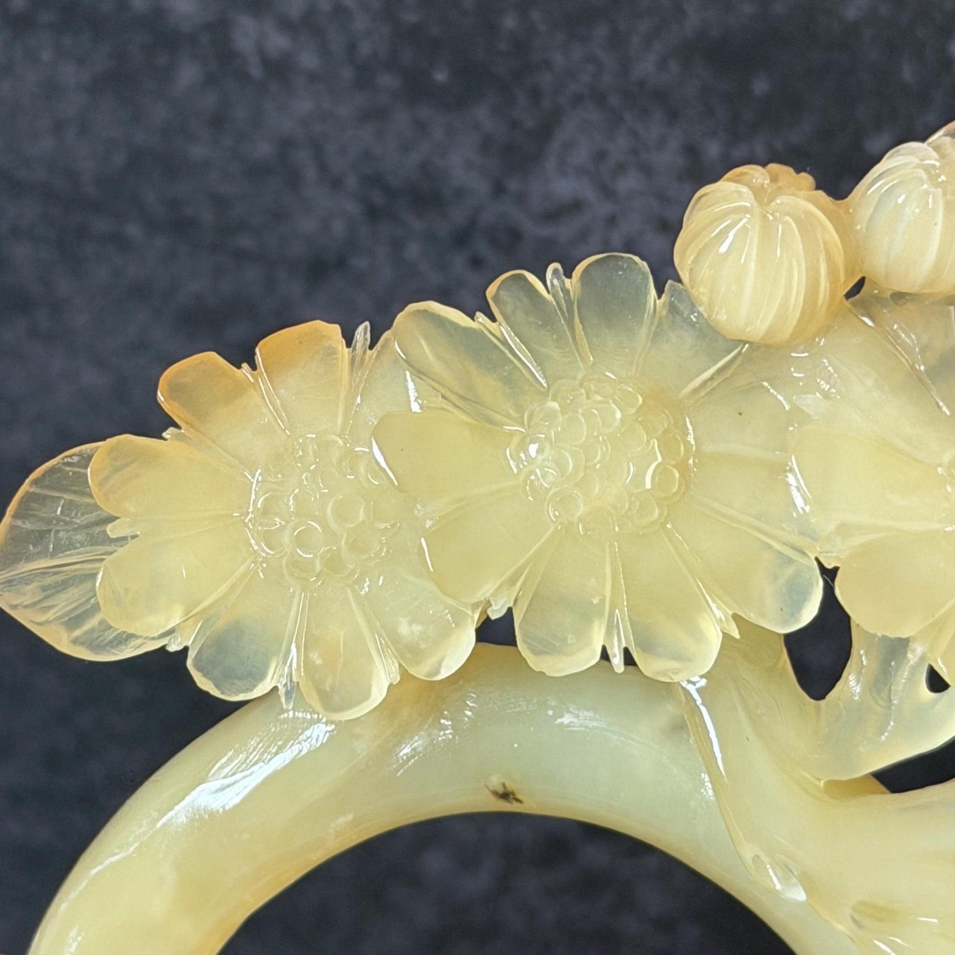 Xiu Jade Serpentine Hand Carved Bird & Daisy Flower Hair Pin: Certified Natural Beige Jade Hair Stick, Asian Vintage Hair Fork | Chinese Vintage Hanfu Antique Gift for her japanese hairpin korean hair stick chinese hair fork vintage hair comb antique hair pins hanfu hair stick bridal shower hair jewelry wedding headpiece engagement hair accessory jade carving hand engraved jade hand carved flower jade hairpins untreated natural jade with certificate bird carving daisy carving bi-colour jade