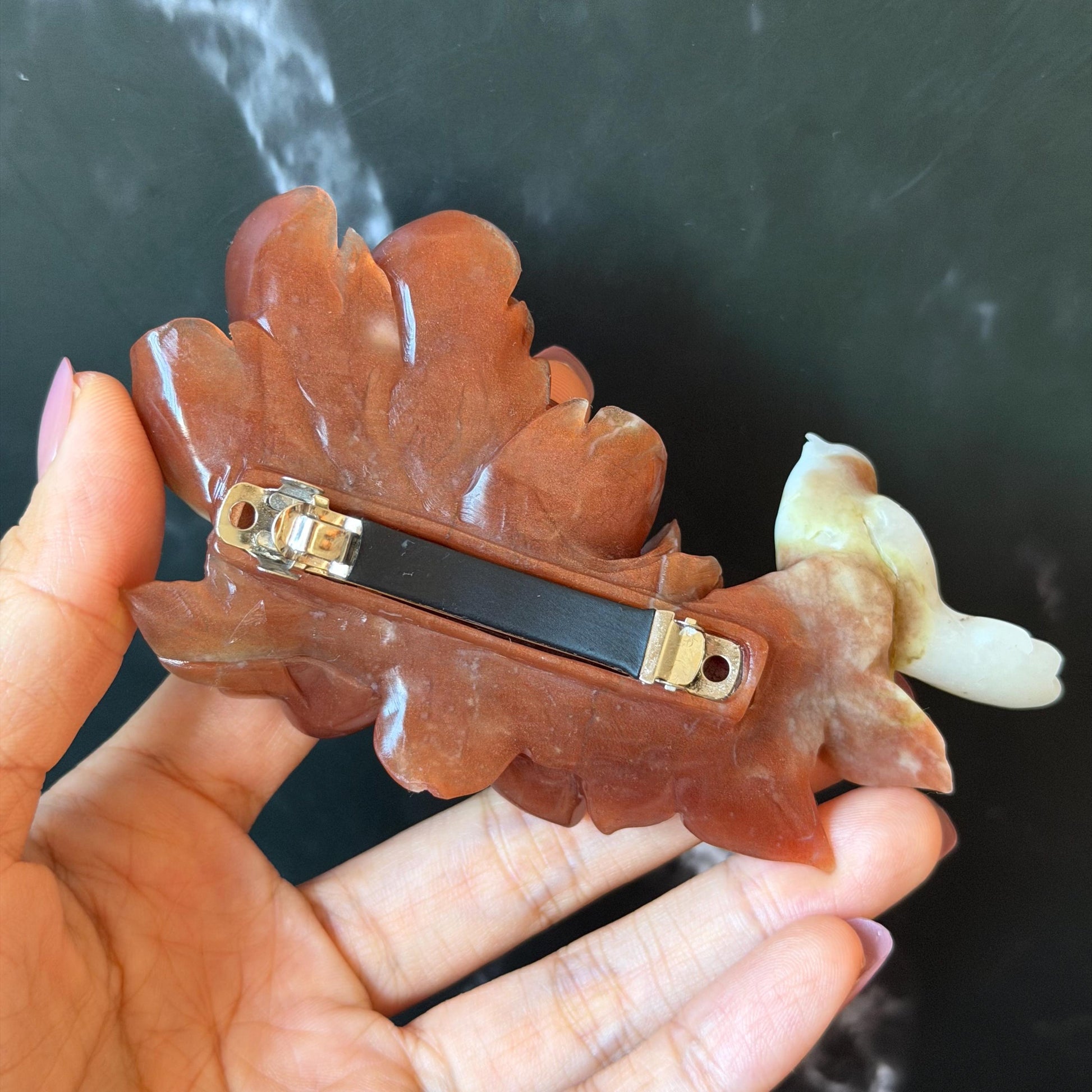 Xiu Jade Serpentine Hand Carved Bird & Red Peony Hair Clip: Certified Natural Rare-found Red Jade Flower Carving Vintage Hanfu Hair Jewelry  Gift for her Bridal Shower gift bridal hair clip wedding headpiece wedding hair jewelry bridal hair accessories red jade carving white jade hand engraved flower hair stick japanese hairpins korean hair stick chinese hair comb vintage hair pins antique hair fork hanfu hair pins certified untreated jade