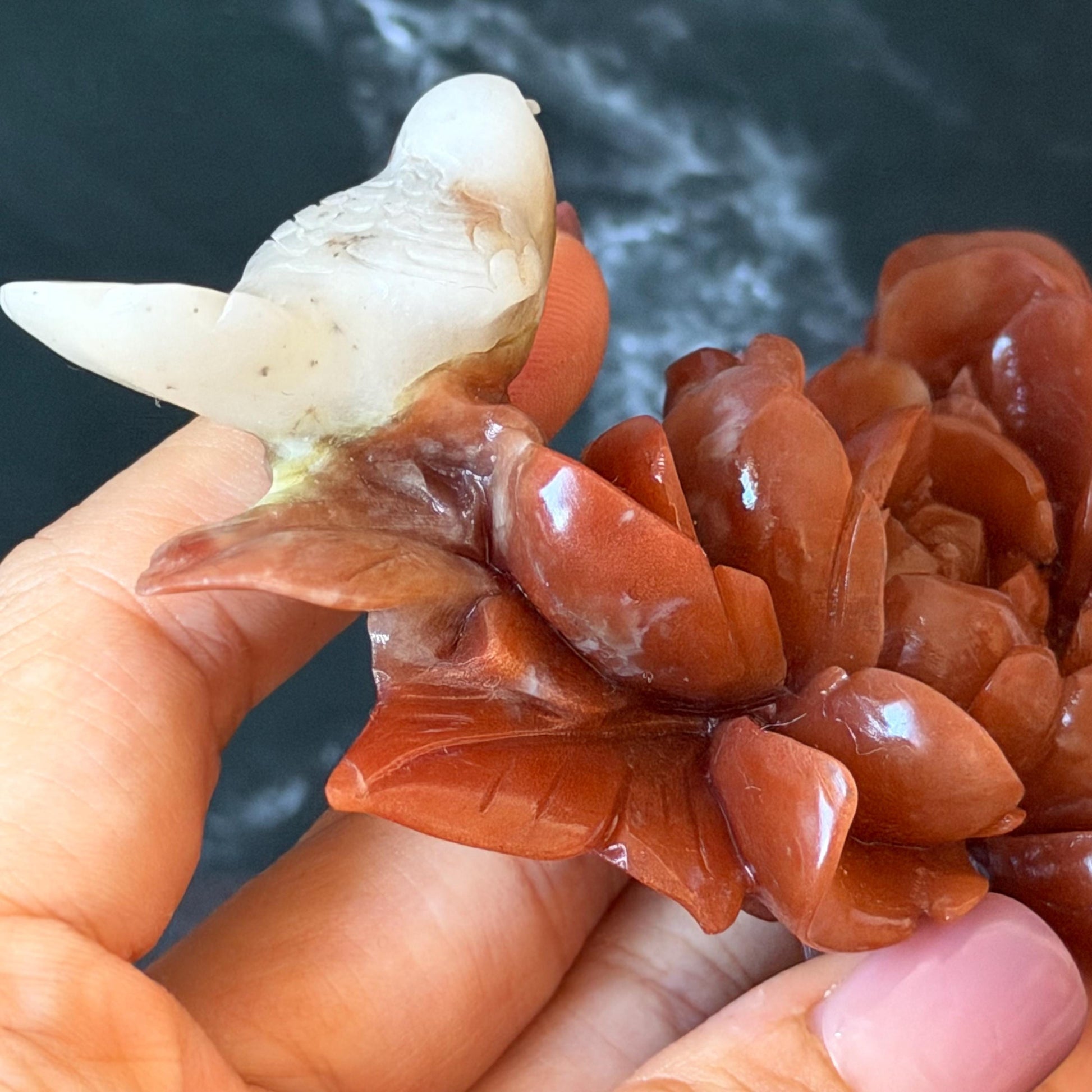 Xiu Jade Serpentine Hand Carved Bird & Red Peony Hair Clip: Certified Natural Rare-found Red Jade Flower Carving Vintage Hanfu Hair Jewelry  Gift for her Bridal Shower gift bridal hair clip wedding headpiece wedding hair jewelry bridal hair accessories red jade carving white jade hand engraved flower hair stick japanese hairpins korean hair stick chinese hair comb vintage hair pins antique hair fork hanfu hair pins certified untreated jade