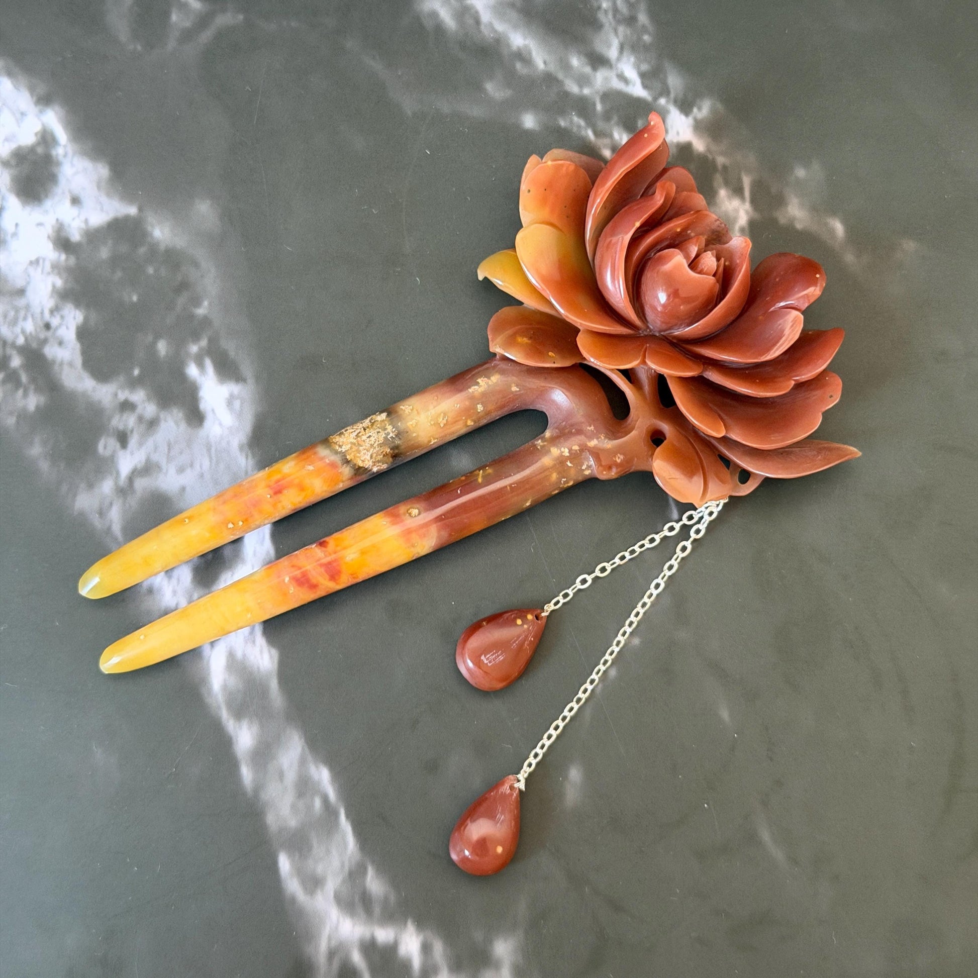 Xiu Jade Serpentine Hand Carved Camellia Flower Hair Fork: Certified Natural Red Jade Hairpin, Vintage Hanfu Hair Jewelry Gift for her Bridal Shower gift bridal hair clip wedding headpiece wedding hair jewelry bridal hair accessories red jade carving white jade hand engraved flower hair stick japanese hairpins korean hair stick chinese hair comb vintage hair pins antique hair fork hanfu hair pins certified untreated jade