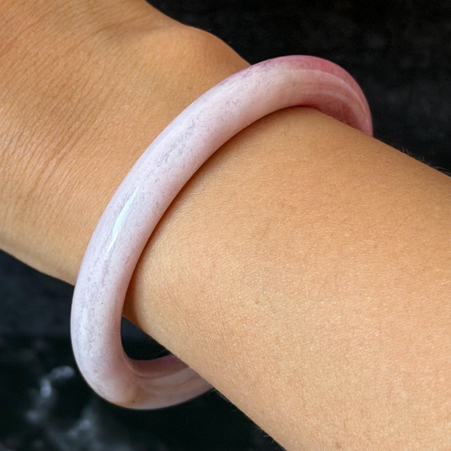 55.8mm Premium Natural Rhodonite Stone Bangle: Sweet Strawberry Cotton Candy Pink Crystal Bracelet, Healing Stone for Heart Chakra rhodonite crystal bracelet rhodonite stone bracelet healing crystal heart chakra crystal for meditation love stone love crystal pink crystal pink stone bangle rock bangle rock bracelet birthstone bracelet meditation stone gift for her