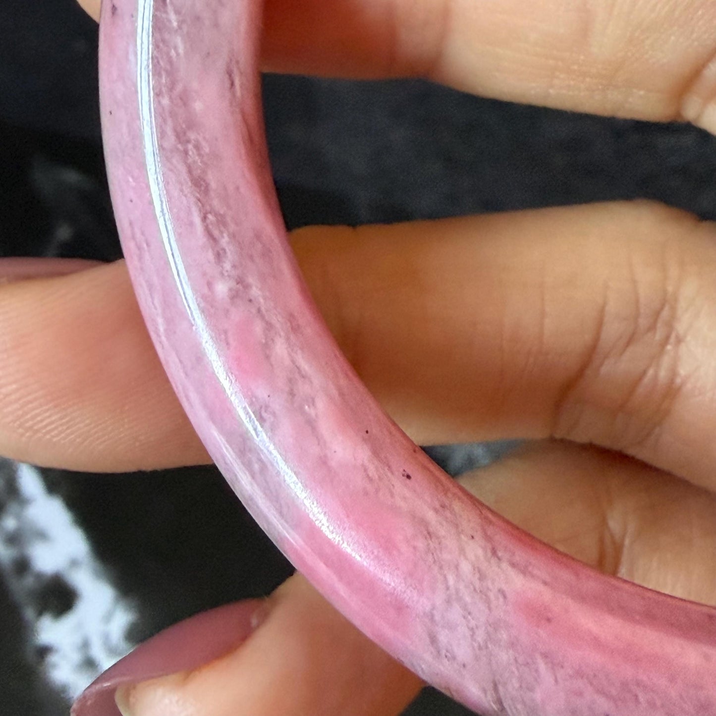 55.8mm Premium Natural Rhodonite Stone Bangle: Sweet Strawberry Cotton Candy Pink Crystal Bracelet, Healing Stone for Heart Chakra rhodonite crystal bracelet rhodonite stone bracelet healing crystal heart chakra crystal for meditation love stone love crystal pink crystal pink stone bangle rock bangle rock bracelet birthstone bracelet meditation stone gift for her