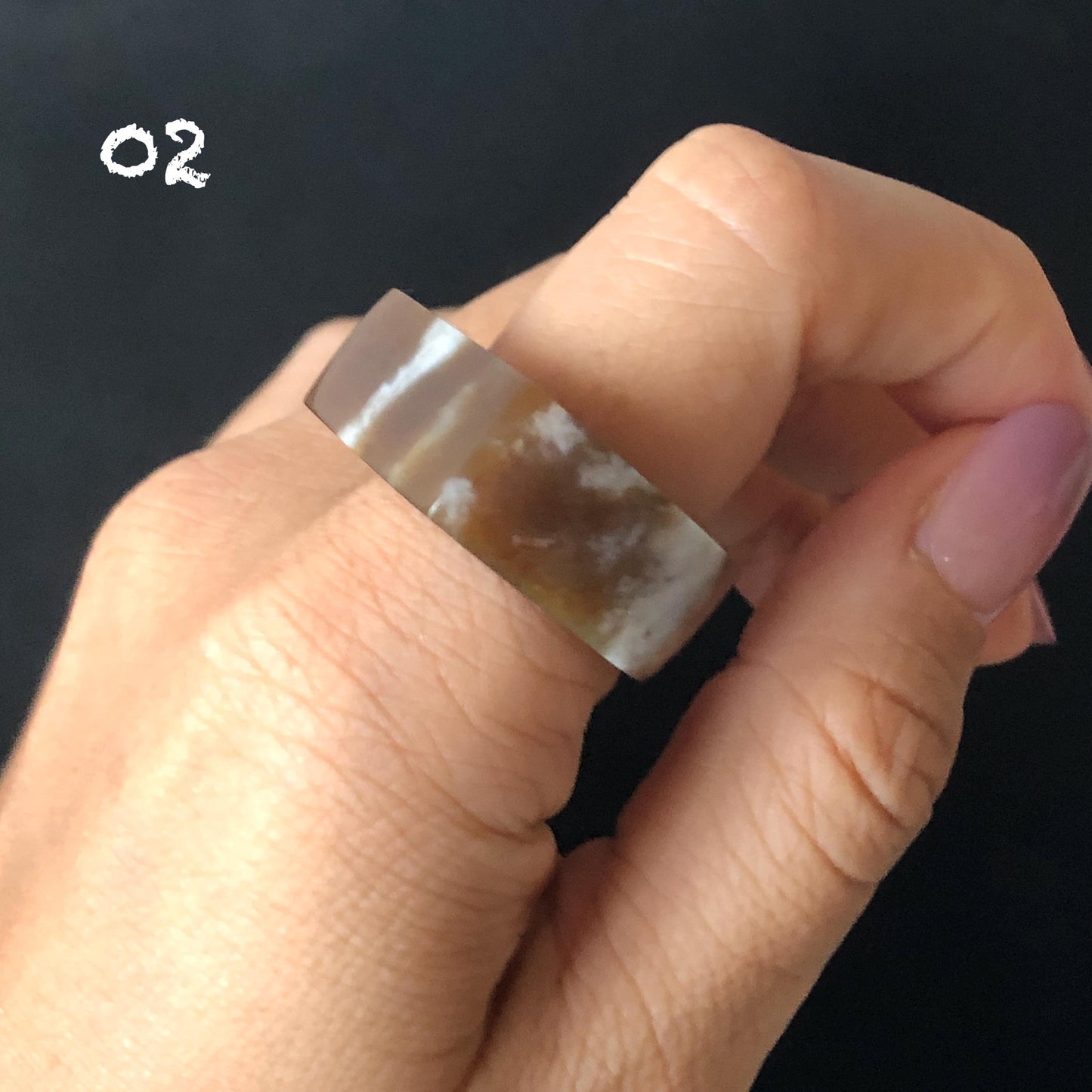 Natural Nephrite Jade Chocolate Mocha Collection Band Ring：Untreated White Jade & Brown Jade Women Statement Ring US 4.75-9.75 Thumb Ring Pinky Ring  gift for her untreated jade stackable ring cocktail ring for men square ring vintage ring chinese jade stone ring thumb ring ring for men vintage ring antique ring jade cocktail ring jade band ring