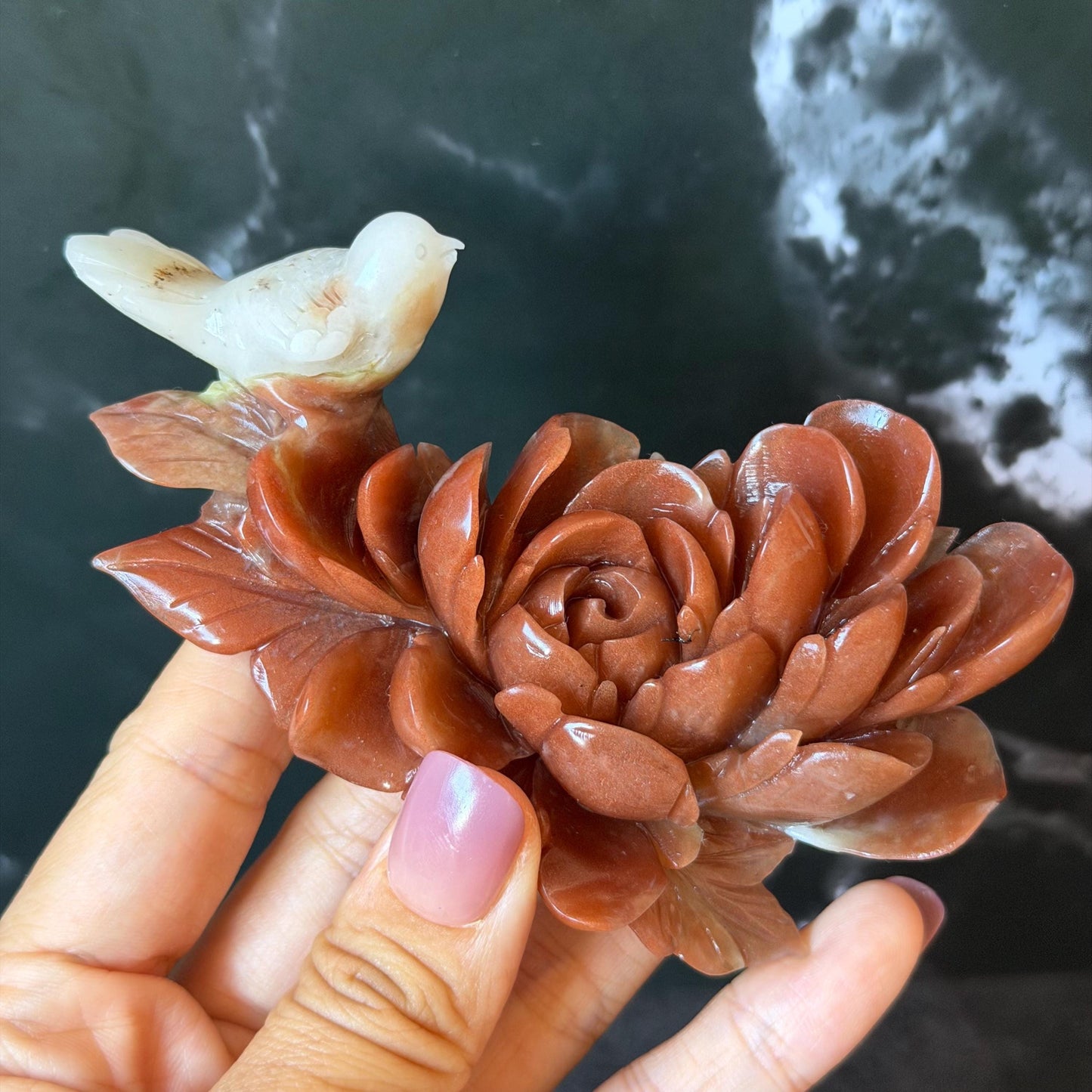 Xiu Jade Serpentine Hand Carved Bird & Red Peony Hair Clip: Certified Natural Rare-found Red Jade Flower Carving Vintage Hanfu Hair Jewelry  Gift for her Bridal Shower gift bridal hair clip wedding headpiece wedding hair jewelry bridal hair accessories red jade carving white jade hand engraved flower hair stick japanese hairpins korean hair stick chinese hair comb vintage hair pins antique hair fork hanfu hair pins certified untreated jade