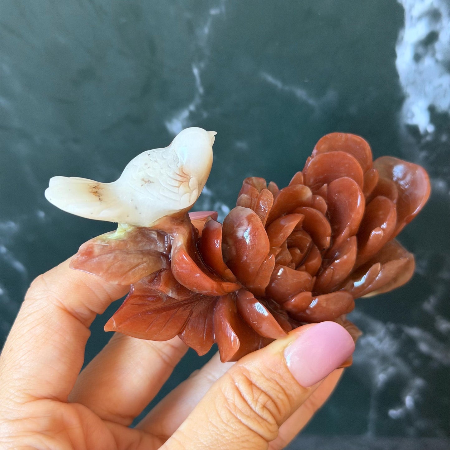 Xiu Jade Serpentine Hand Carved Bird & Red Peony Hair Clip: Certified Natural Rare-found Red Jade Flower Carving Vintage Hanfu Hair Jewelry  Gift for her Bridal Shower gift bridal hair clip wedding headpiece wedding hair jewelry bridal hair accessories red jade carving white jade hand engraved flower hair stick japanese hairpins korean hair stick chinese hair comb vintage hair pins antique hair fork hanfu hair pins certified untreated jade