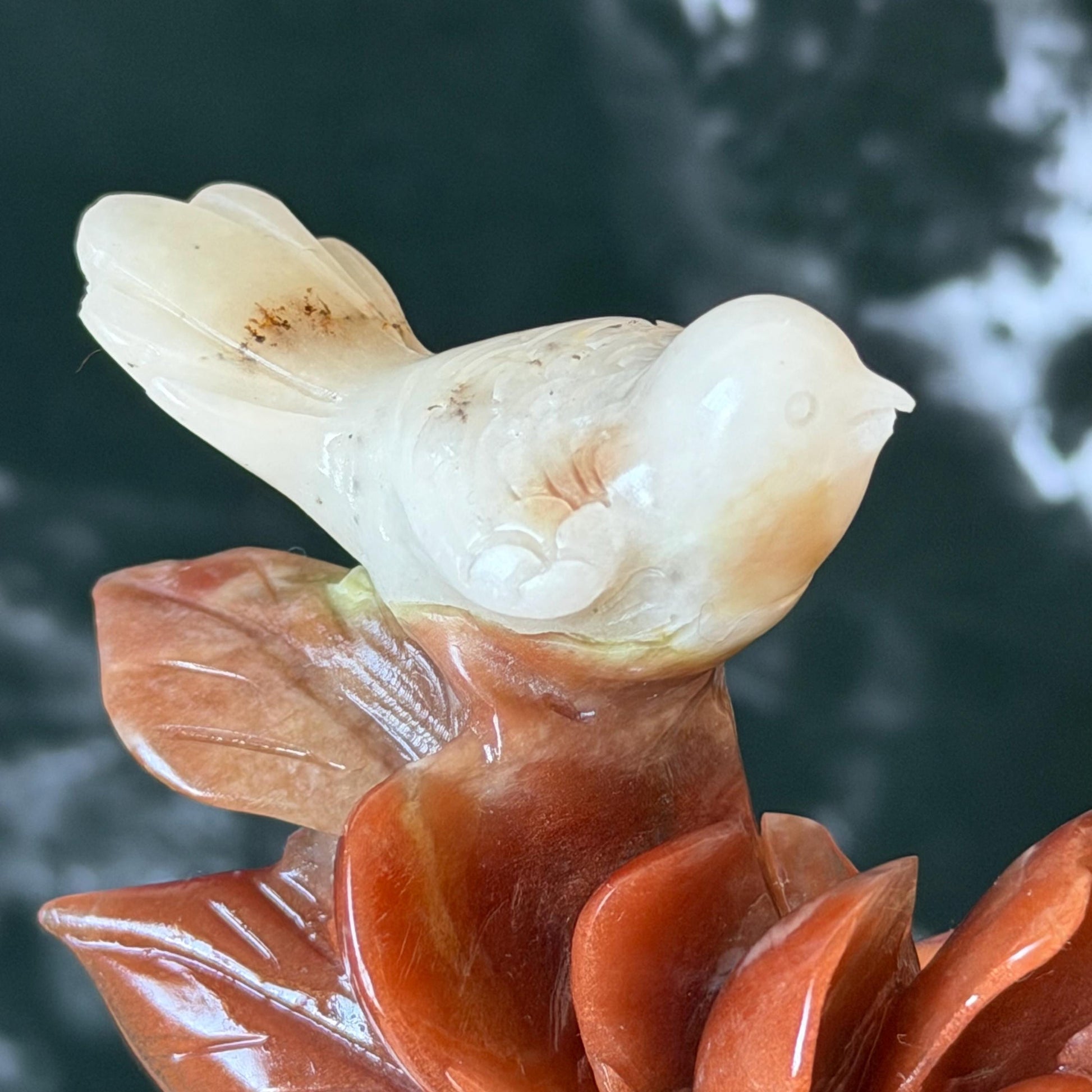 Xiu Jade Serpentine Hand Carved Bird & Red Peony Hair Clip: Certified Natural Rare-found Red Jade Flower Carving Vintage Hanfu Hair Jewelry  Gift for her Bridal Shower gift bridal hair clip wedding headpiece wedding hair jewelry bridal hair accessories red jade carving white jade hand engraved flower hair stick japanese hairpins korean hair stick chinese hair comb vintage hair pins antique hair fork hanfu hair pins certified untreated jade