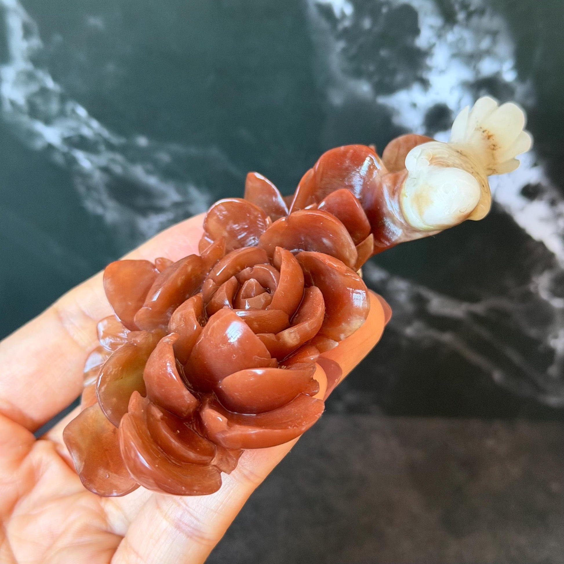 Xiu Jade Serpentine Hand Carved Bird & Red Peony Hair Clip: Certified Natural Rare-found Red Jade Flower Carving Vintage Hanfu Hair Jewelry  Gift for her Bridal Shower gift bridal hair clip wedding headpiece wedding hair jewelry bridal hair accessories red jade carving white jade hand engraved flower hair stick japanese hairpins korean hair stick chinese hair comb vintage hair pins antique hair fork hanfu hair pins certified untreated jade